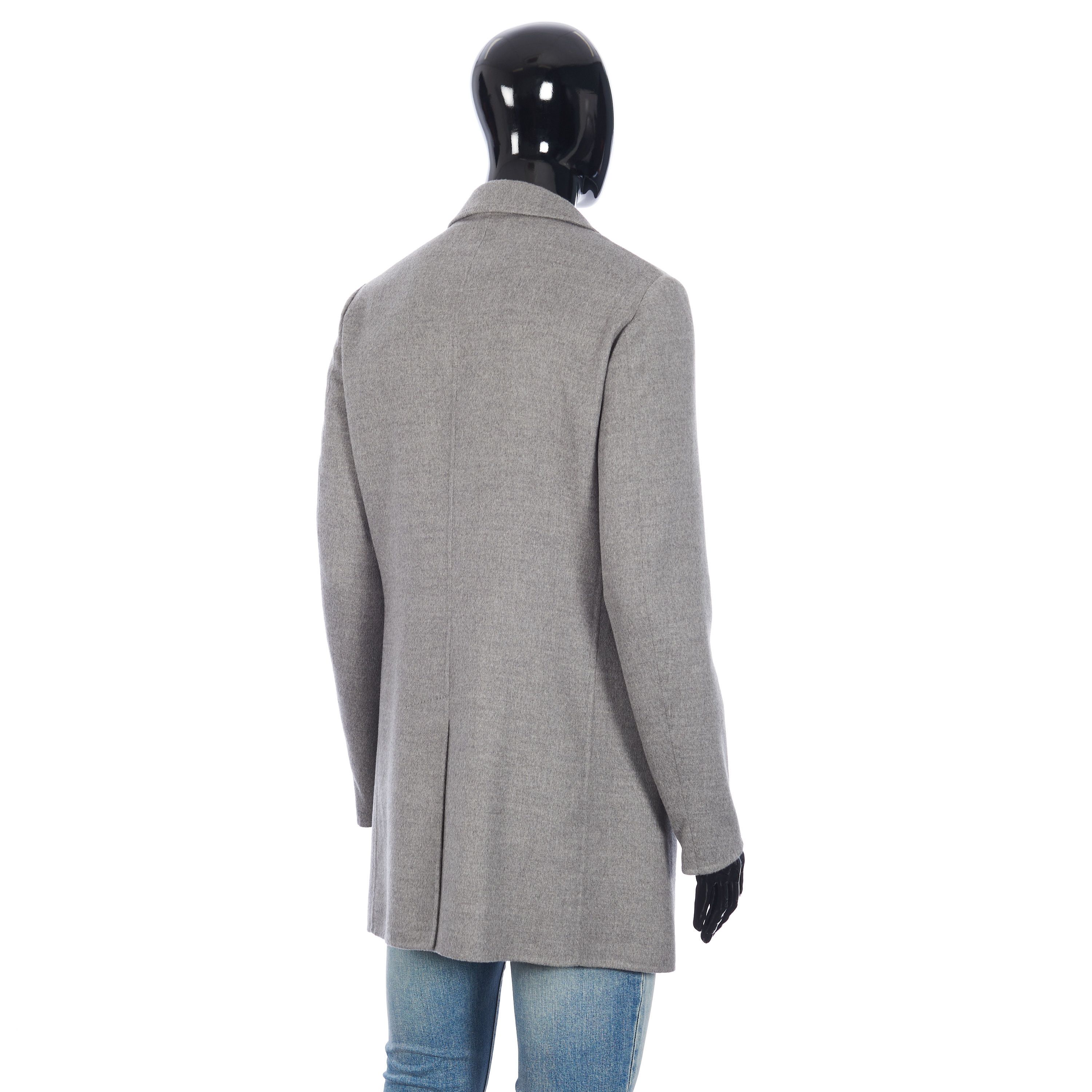 Single-Breasted Coat In Grey Double-Faced Cashmere