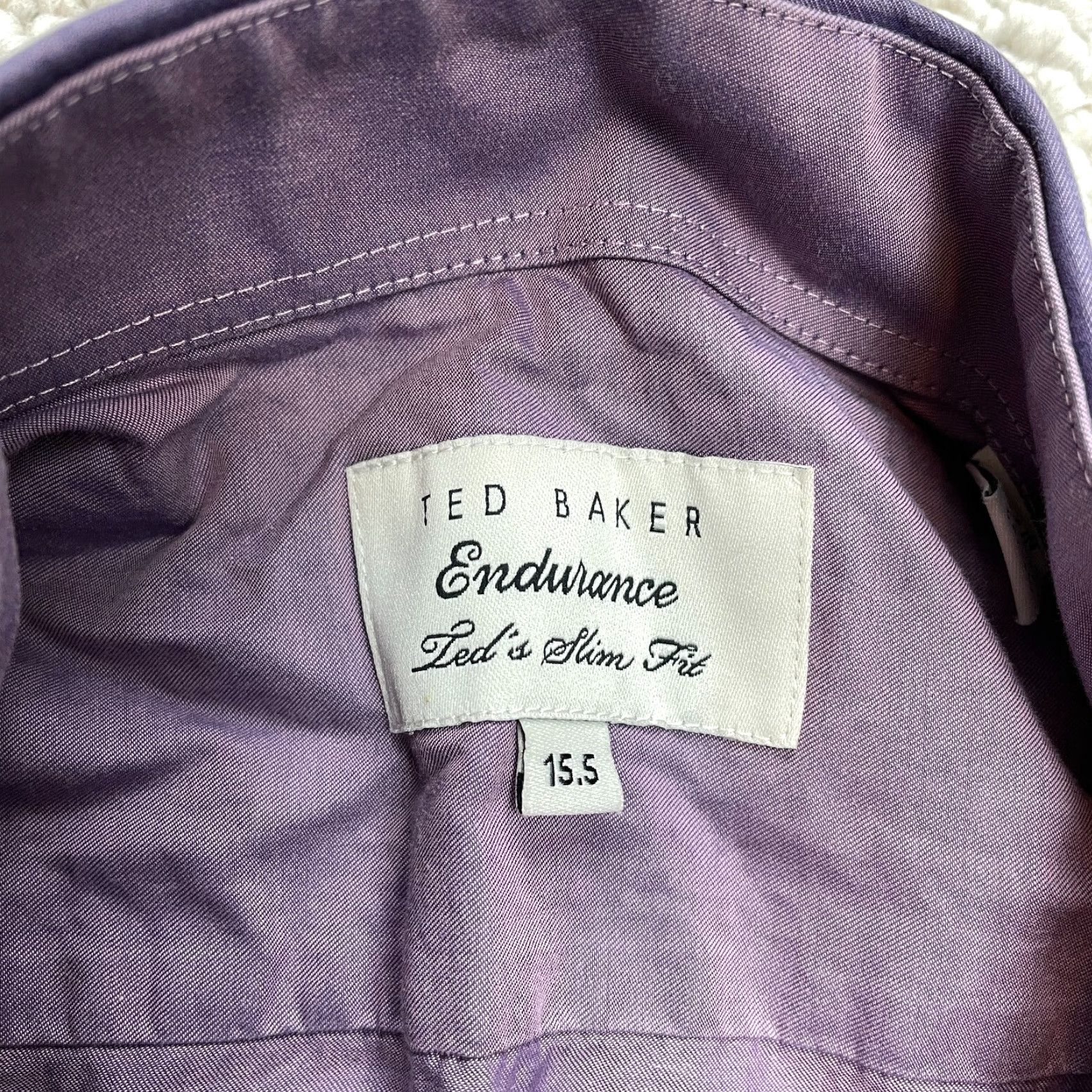 Ted Baker Ted Baker Endurance Dress Shirt Mens 15.5 Purple Slim Fit Long Sleeve Button-Up Collared Knit Cotton Spandex Casual Formal Shirt Men Size US L / EU 52-54 / 3 - 2 Thumbnail