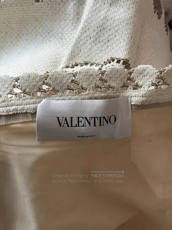 Valentino Valentino Gray-white cotton floral strapless dress Size M / US 6-8 / IT 42-44 - 5 Thumbnail