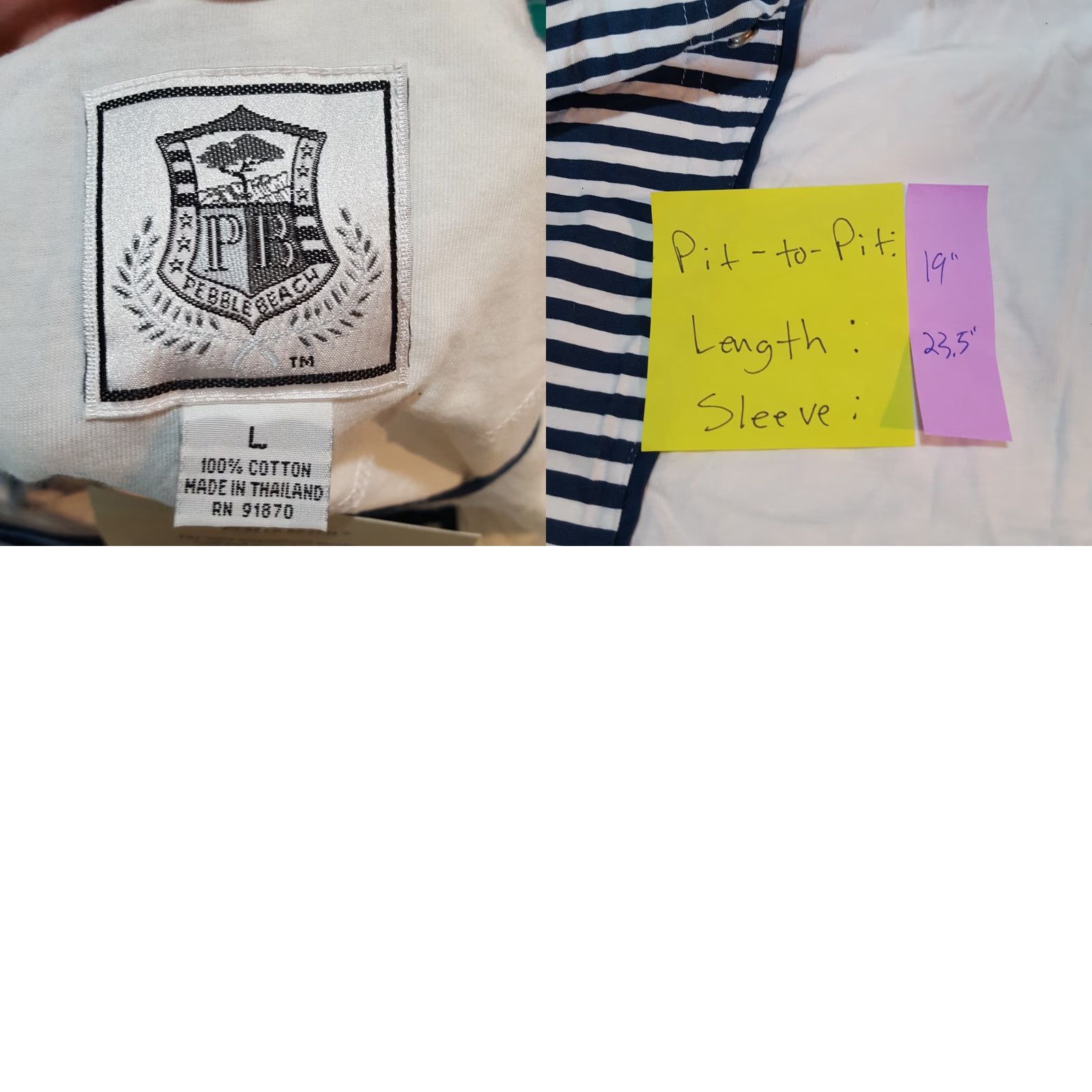 Vintage Pebble Beach Women's Large Striped Sleeveless Golf Athletic Sports T Shirt Top Size L / US 10 / IT 46 - 8 Thumbnail