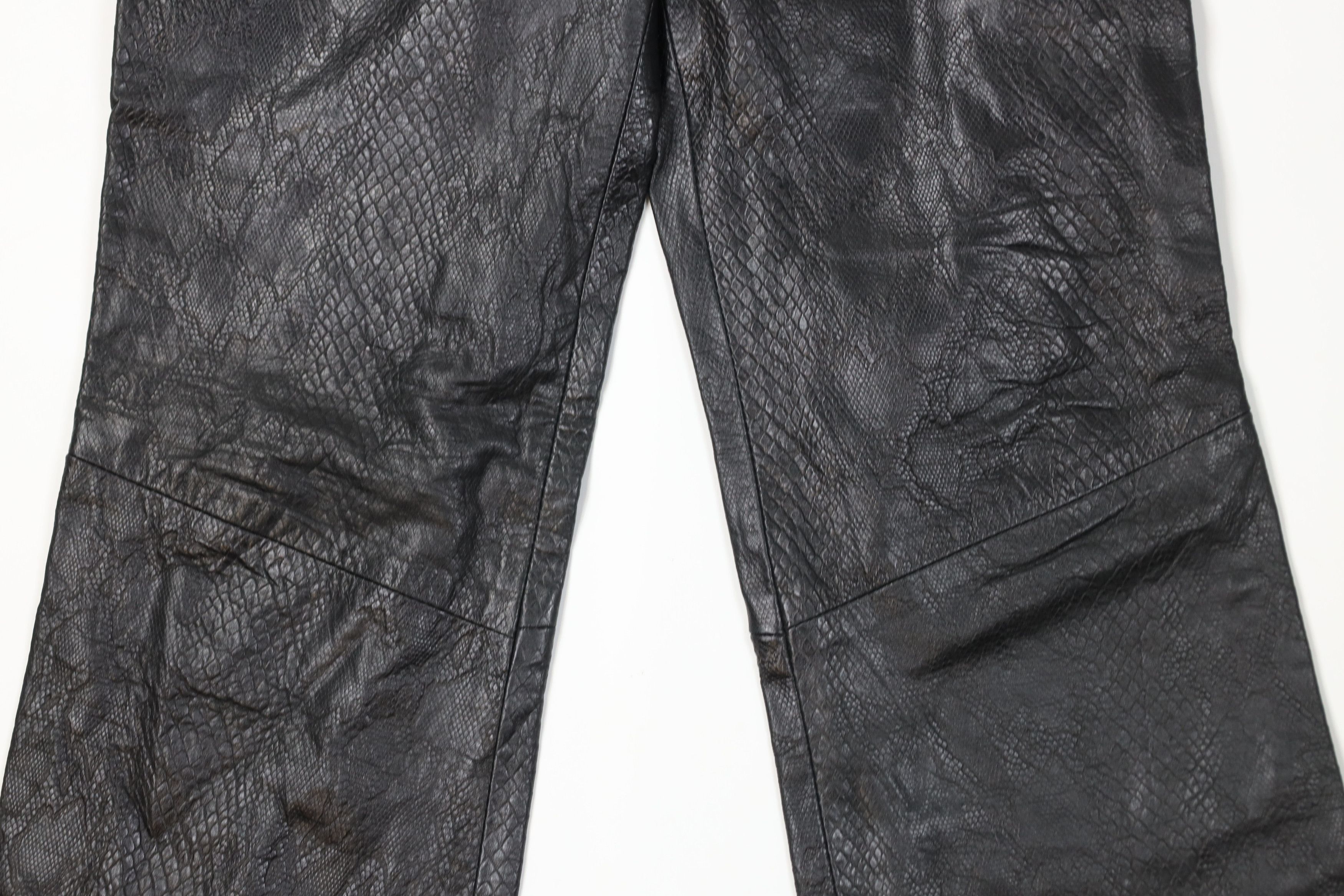 Vintage Vintage 90s Streetwear Leather Wide Leg Pants Black USA Size 32" / US 10 / IT 46 - 3 Thumbnail