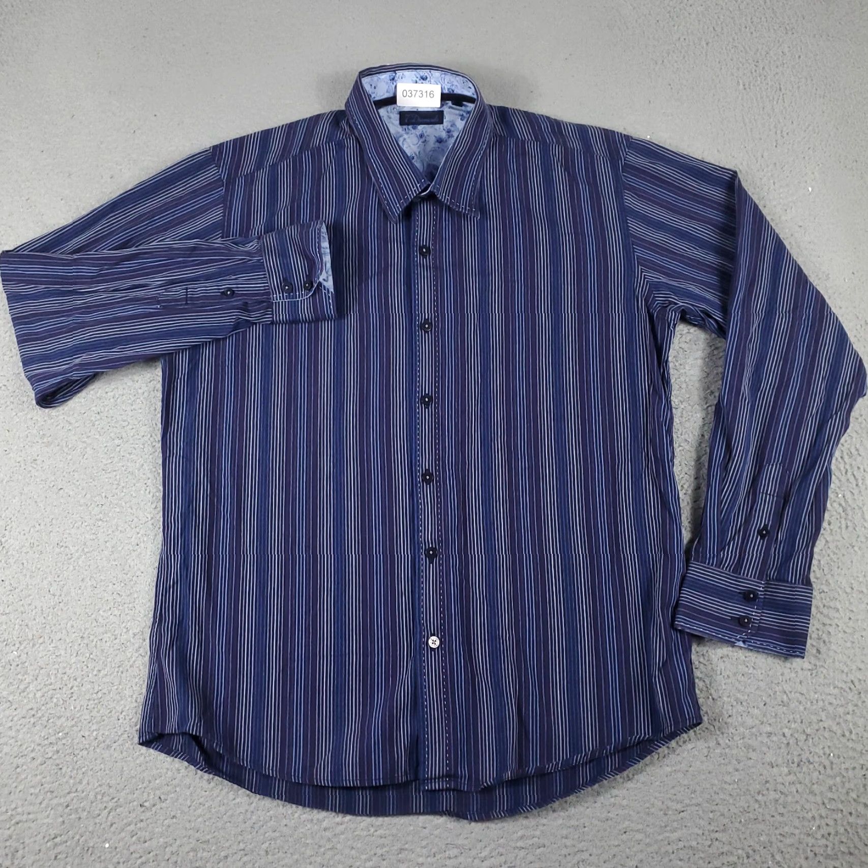 Vintage 7 Diamonds Shirt Mens 2XL Blue Striped Button-Up Long Sleeve Casual Workwear Formal Size US XXL / EU 58 / 5 - 2 Thumbnail