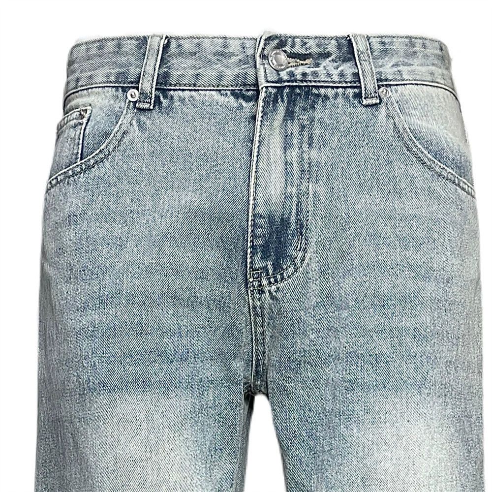 Jean Retro men's cleanfit distressed washed loose flared jeans Size US 32 / EU 48 - 3 Thumbnail