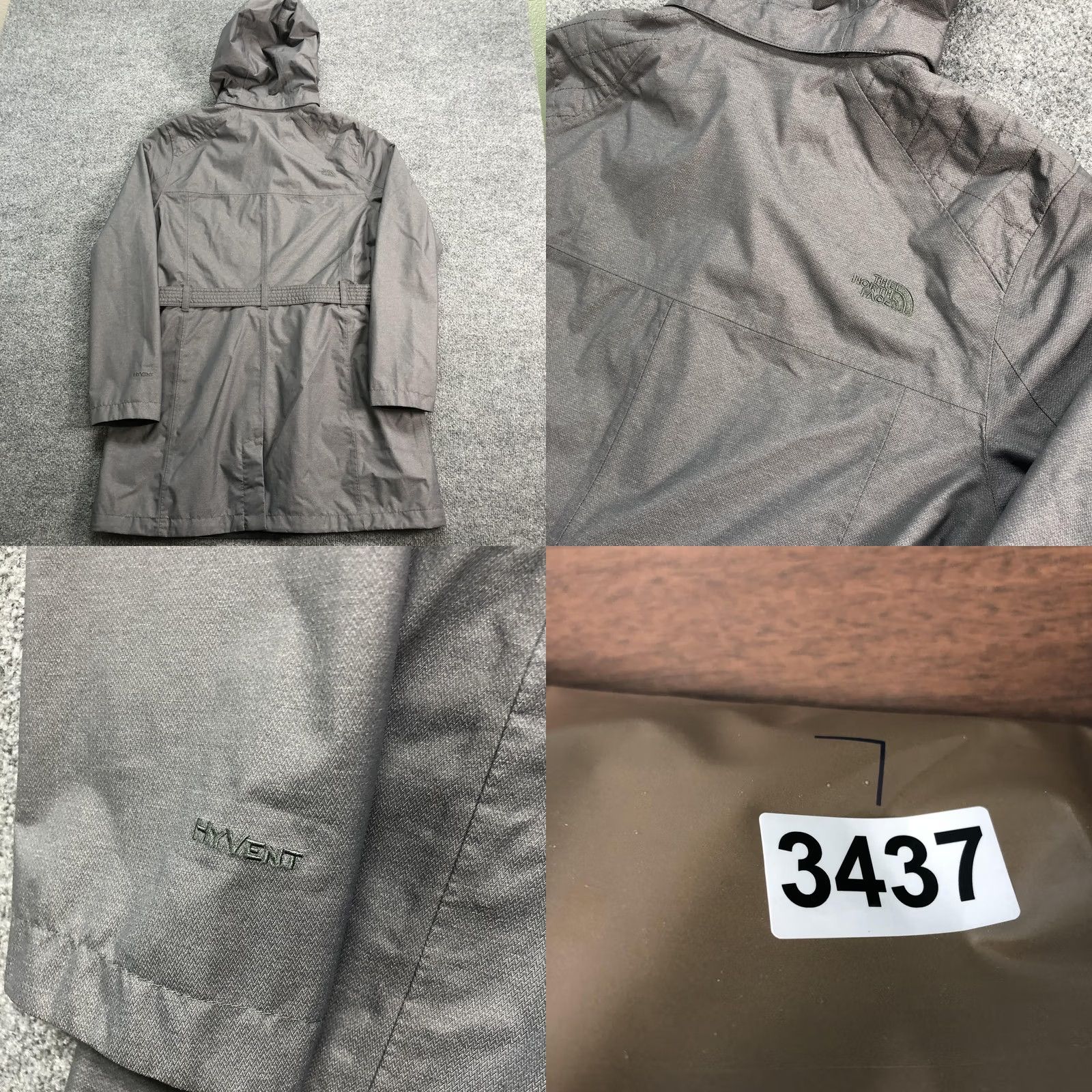 The North Face The North Face Womens Large Gray HyVent Hooded Rain Coat Belted Waterproof Size L / US 10 / IT 46 - 8 Thumbnail