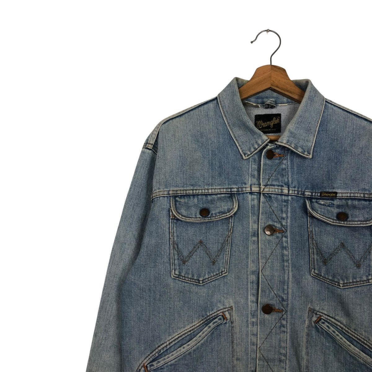 Wrangler 🔥14OZ BROKEN DENIM TRUCKER BIKER DENIM JACKET WRANGLER Size US M / EU 48-50 / 2 - 8 Thumbnail