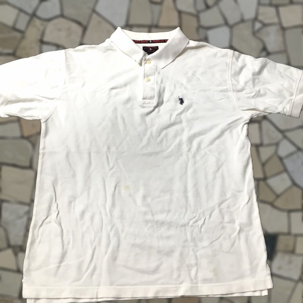 U.S. Polo Assn. US Polo Assn. Men's Polo Shirt L White 100% Cotton Short Sleeve Logo Striped Casual Vintage: No Size US L / EU 52-54 / 3 - 1 Thumbnail