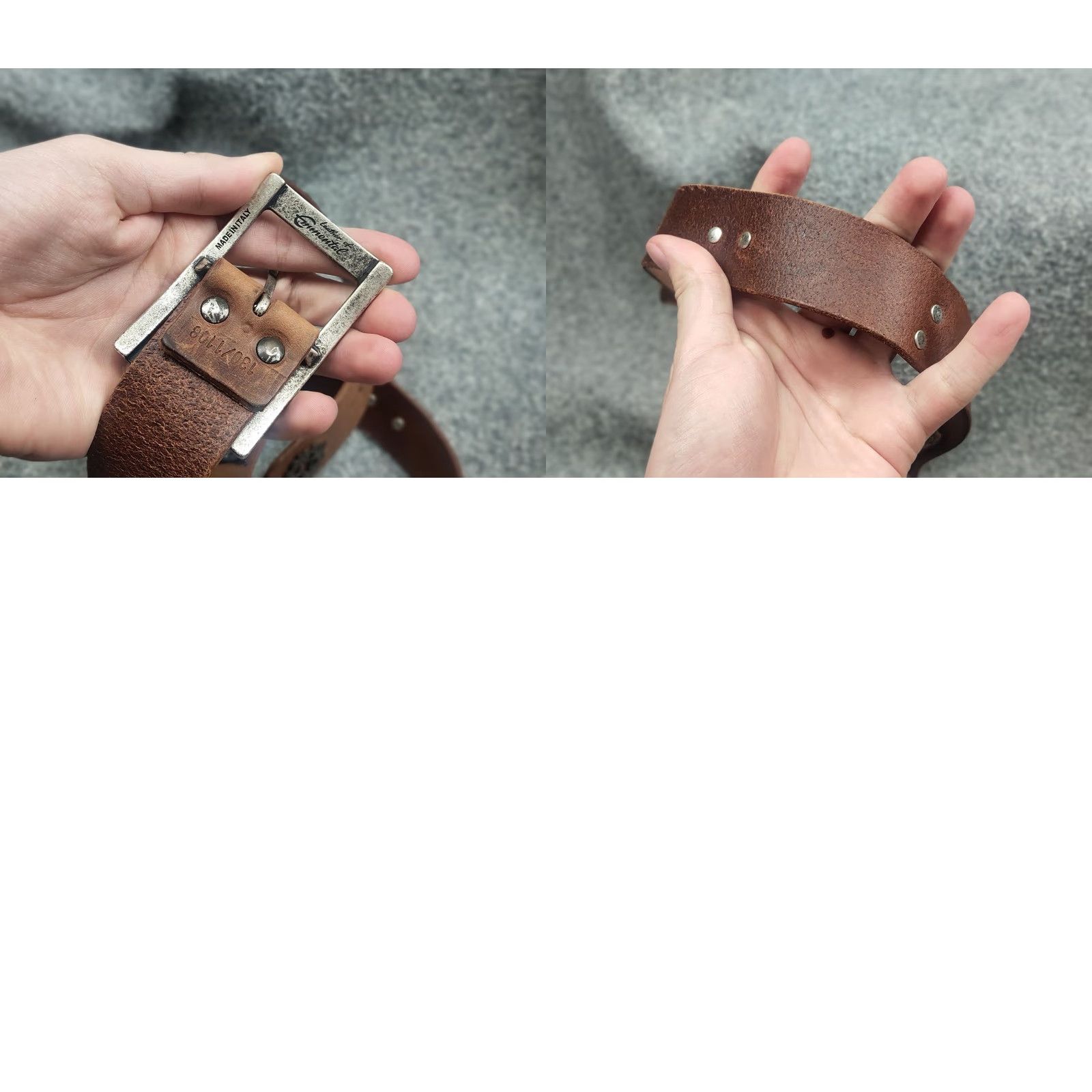 Etro VINTAGE Etro Leather belt Mens 90s logo cows buckle Brown Leather Dress Belt One Size Brown ETRO Mens Belt Size ONE SIZE - 9 Thumbnail