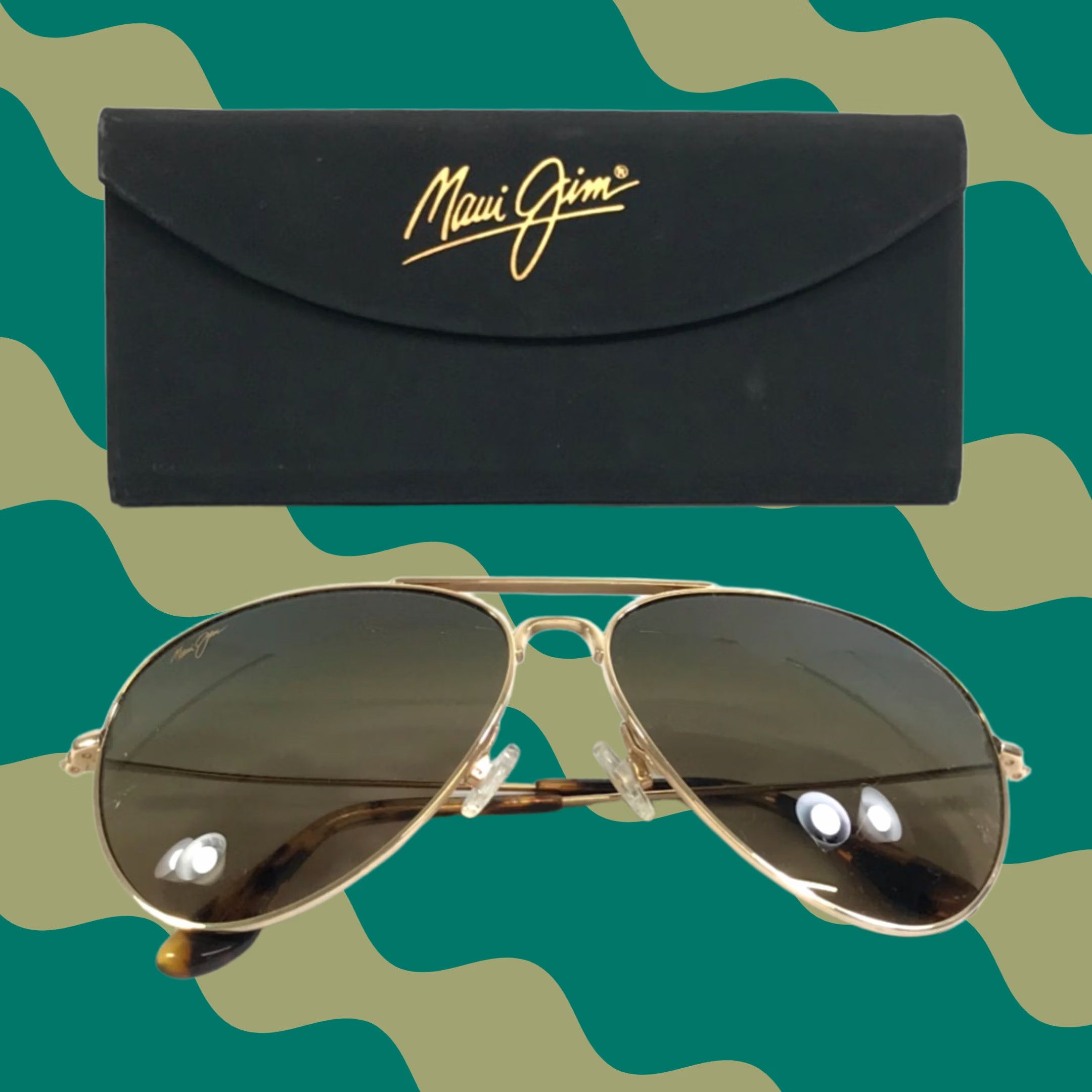 Maui Jim Maui Jim Sunglasses Mavericks MJ-264-16 Gold Aviator Polarized Lenses Men Size ONE SIZE - 1 Thumbnail