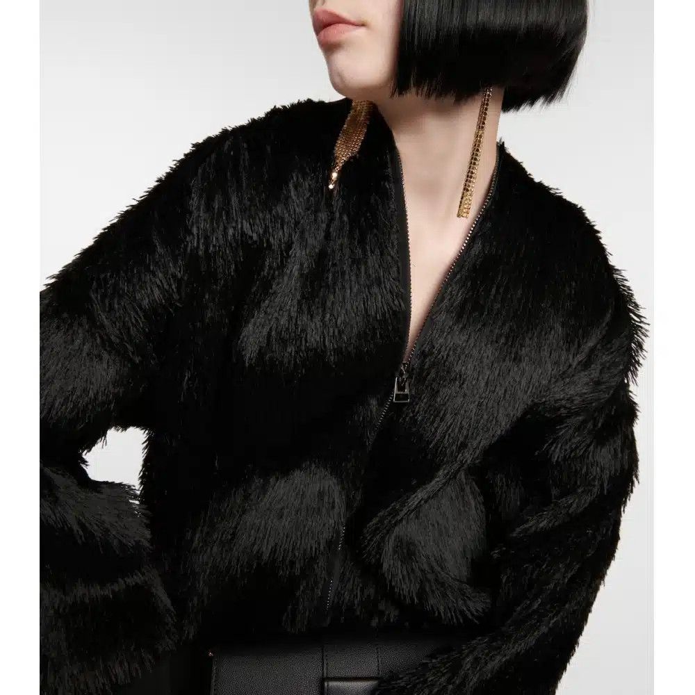 Tom Ford o1loc1c1124 FL0013 Viscose Fake Fur Bomber Jacket Black Size XS / US 0-2 / IT 36-38 - 4 Thumbnail