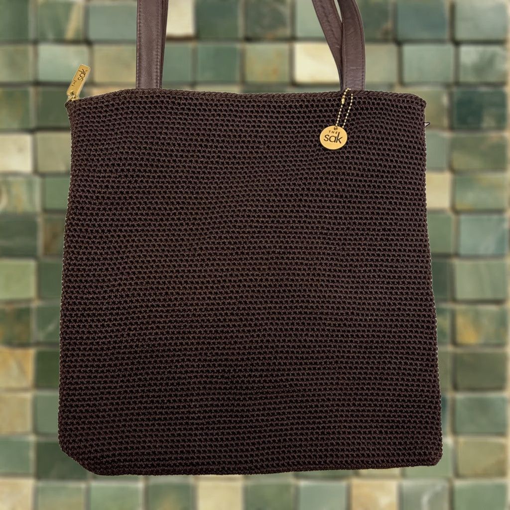 The Sak VTG The Sak Shoulder Tote Bag Purse Brown Khaki Tan Woven Crochet Woven Shoulder Bag Tote Purse Women XS? Size ONE SIZE - 1 Thumbnail