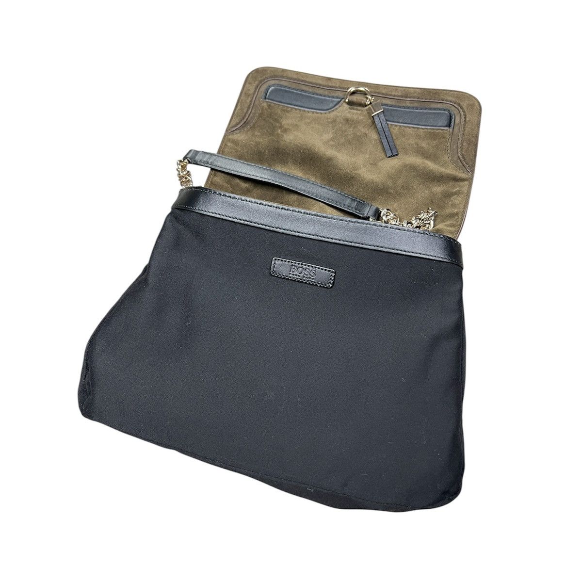Hugo Boss Hugo Boss Victoria Suede & Leather Crossbody Bag Khaki Olive Size ONE SIZE - 7 Thumbnail