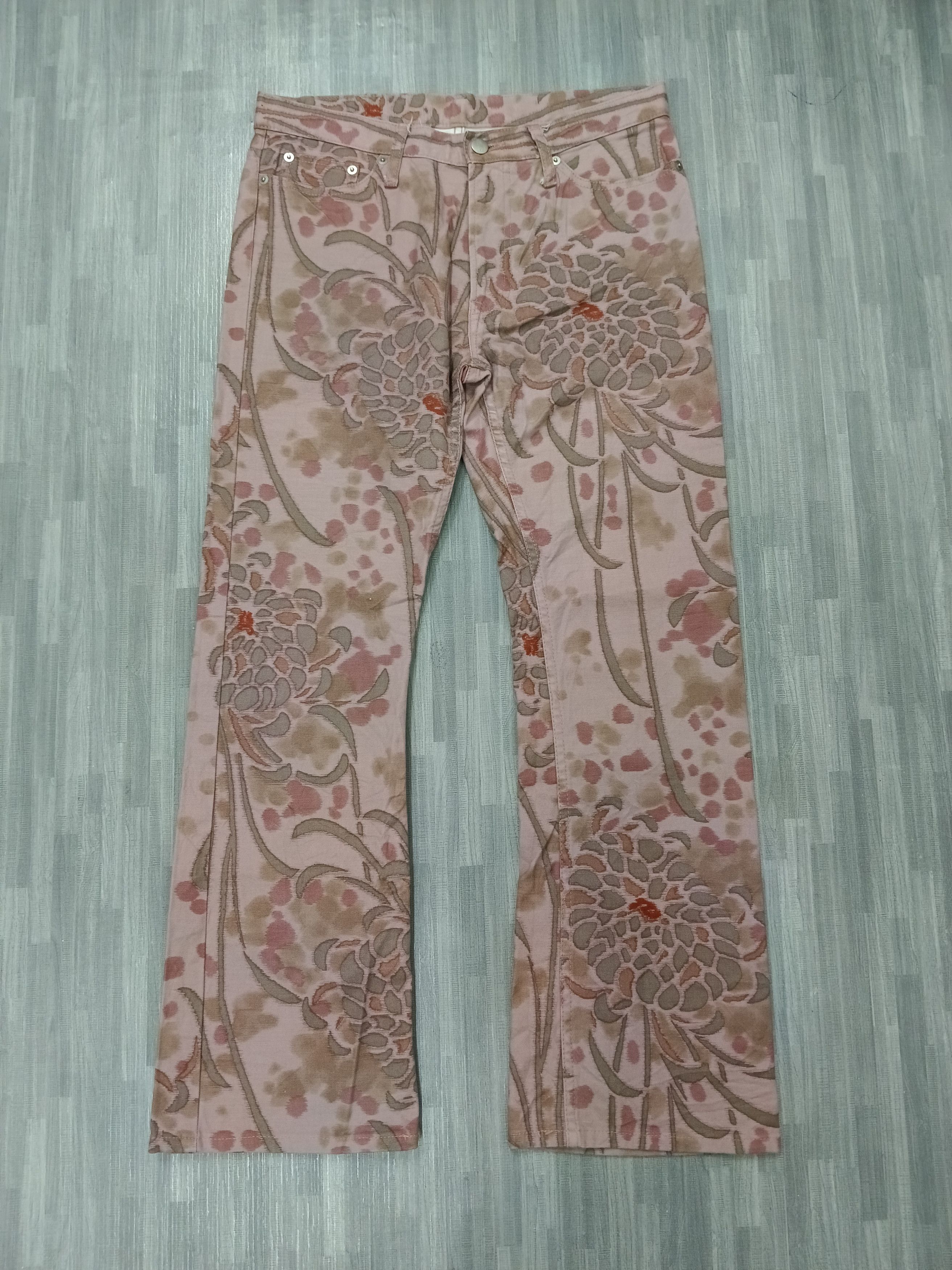 Japanese Brand FLARE GLAMDY MADE IN JAPAN FULLPRINT DENIM PANTS Size US 30 / EU 46 - 2 Thumbnail