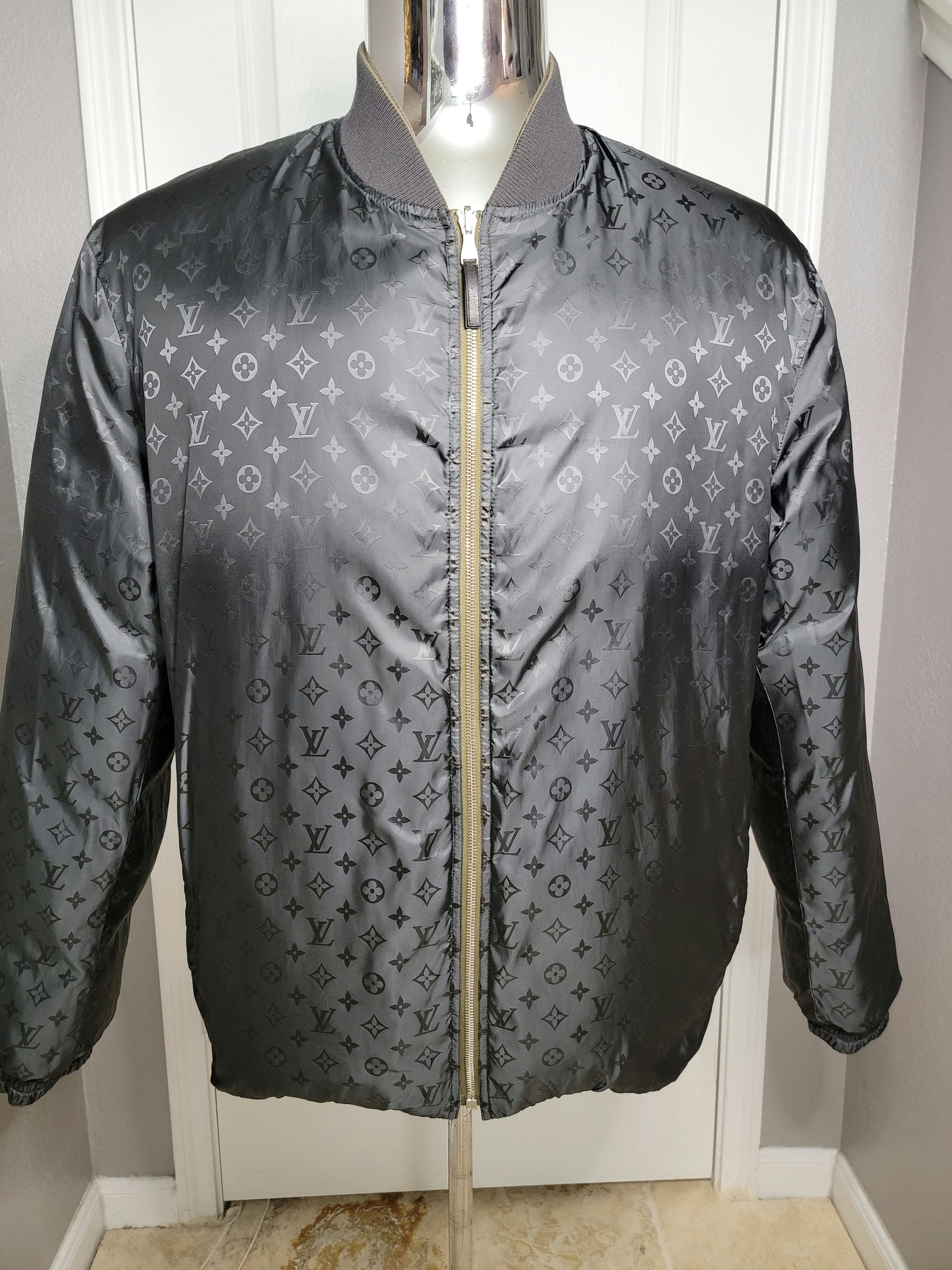 Louis Vuitton Black & Orange Monogram Reversible Bomber Jacket