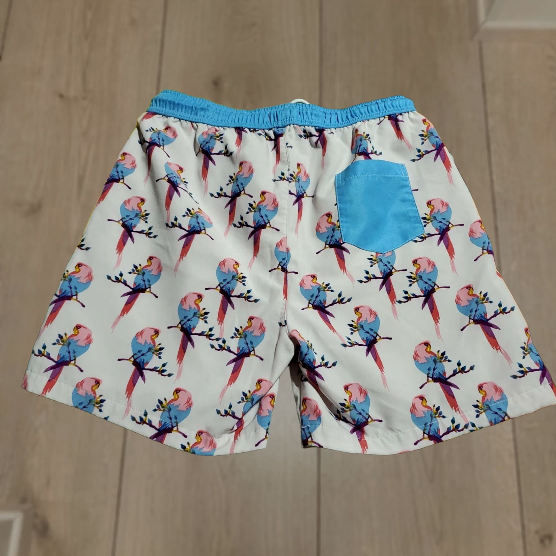 Vintage Public Record Maccaw Parrot Hybrid Shorts L Regular 28x5 White Pink Blue Pockets Lined Elastic Waist Drawstring Casual Mens Womens Unisex Adults Size US 33 - 1 Thumbnail