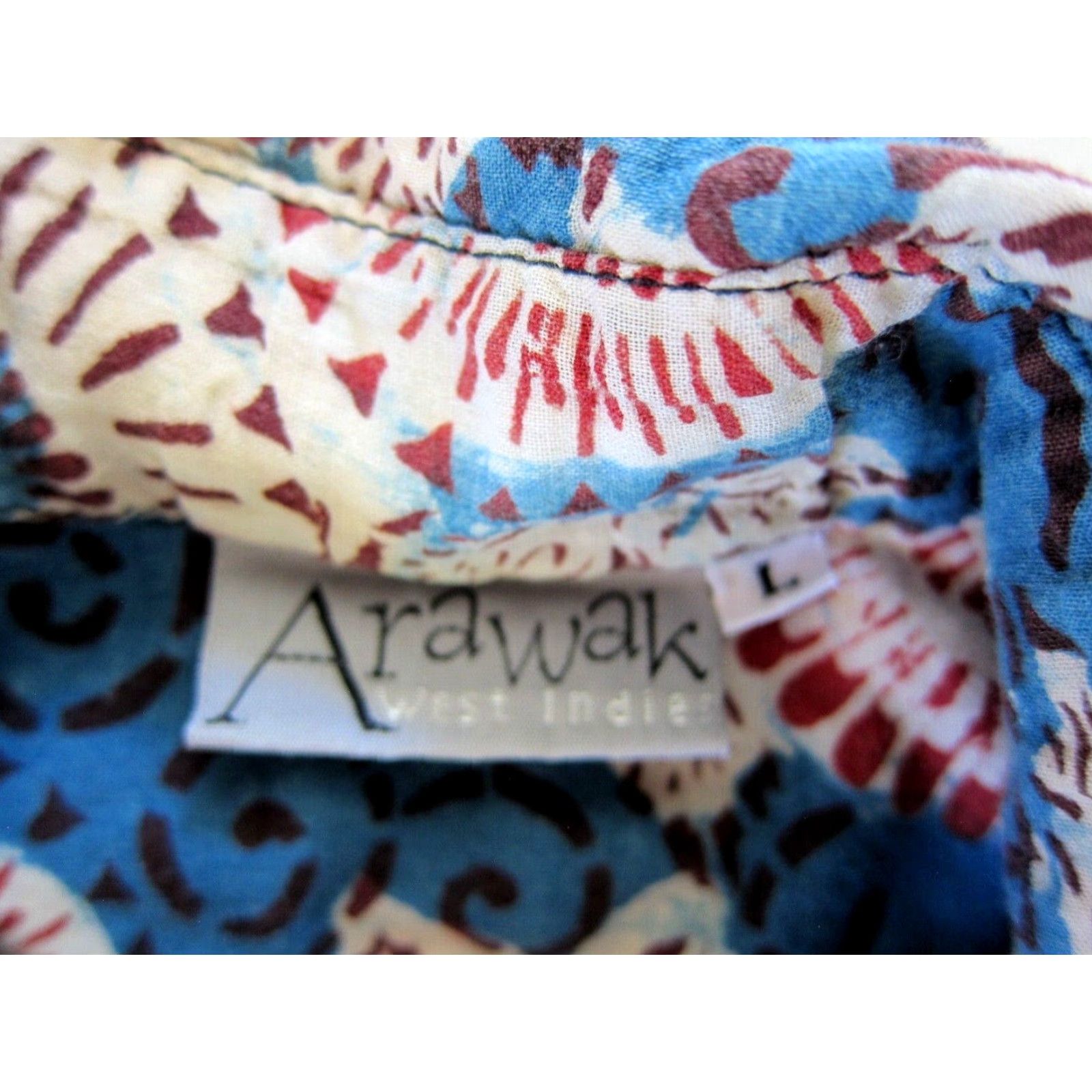 Vintage Vtg Arawalk West Indies Cotton Blue Floral Button Down Short Sleeve Shirt L Size US L / EU 52-54 / 3 - 4 Thumbnail