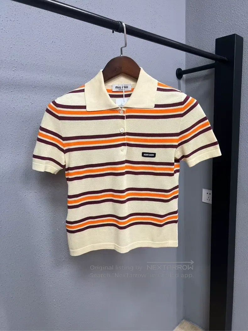 Miu Miu Miu Miu Size s Striped short sleeve Size S / US 4 / IT 40 - 1 Thumbnail