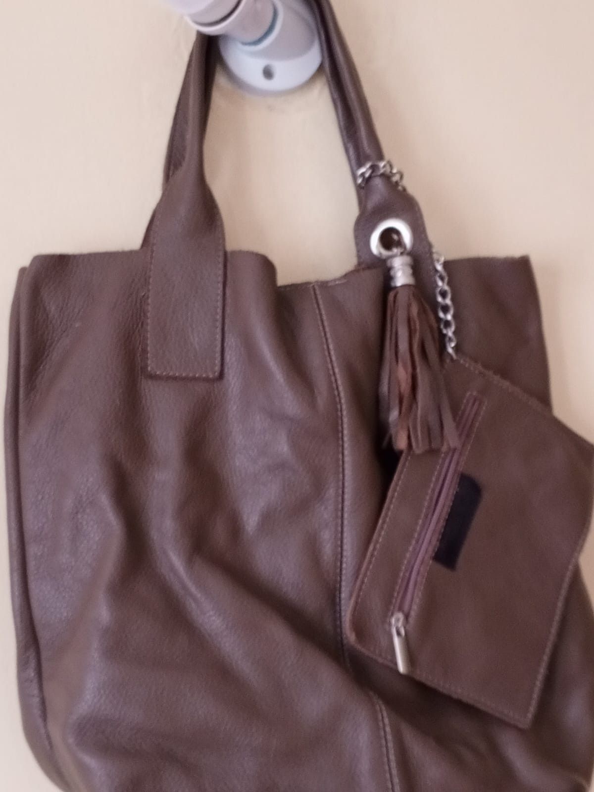 Other Italian Tote Beige Genuine Leather Women Shoulder Bag Size ONE SIZE - 3 Thumbnail