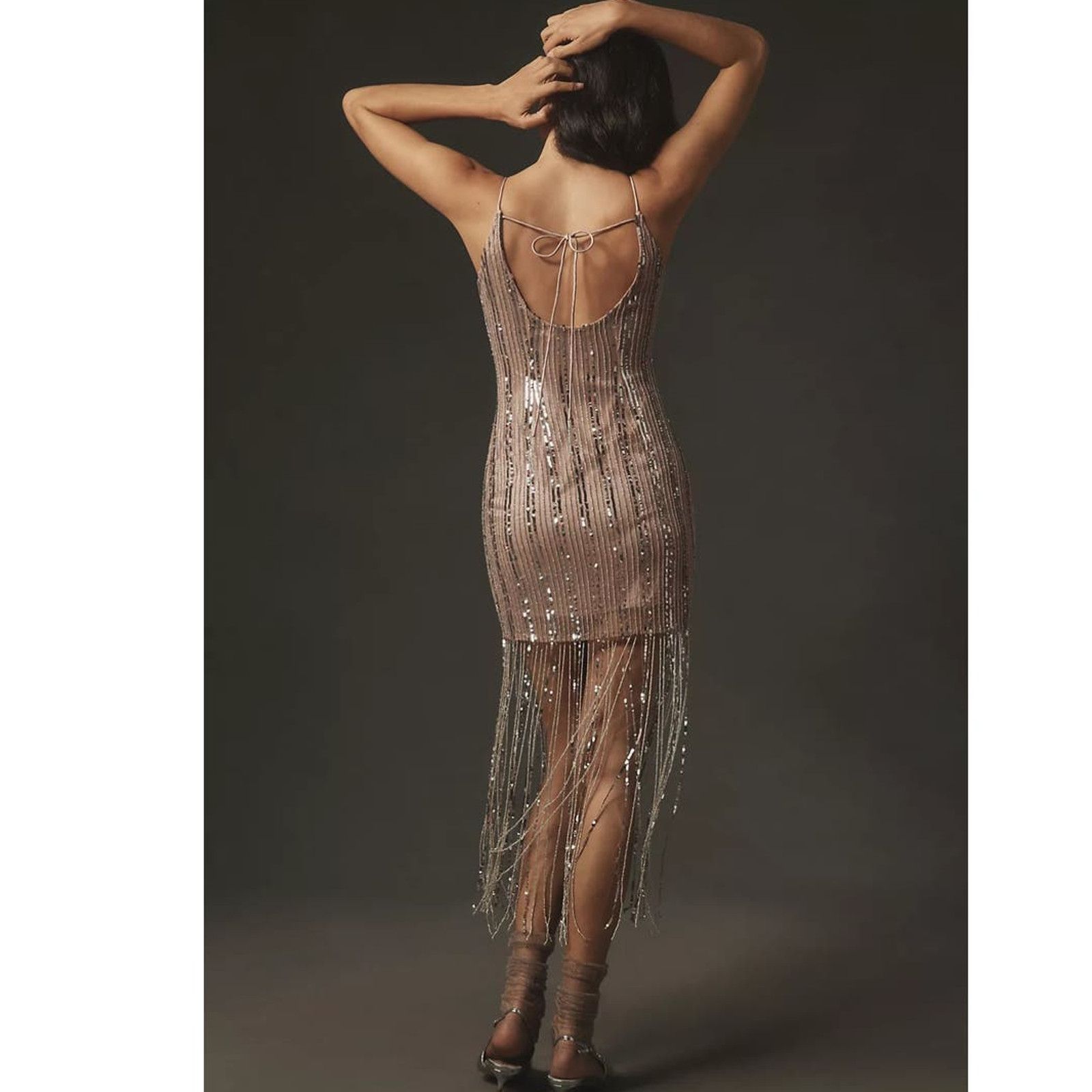Anthropologie New Anthropologie Maeve Scoop-Neck Beaded Fringe Midi Dress Size XL / US 12-14 / IT 48-50 - 3 Thumbnail
