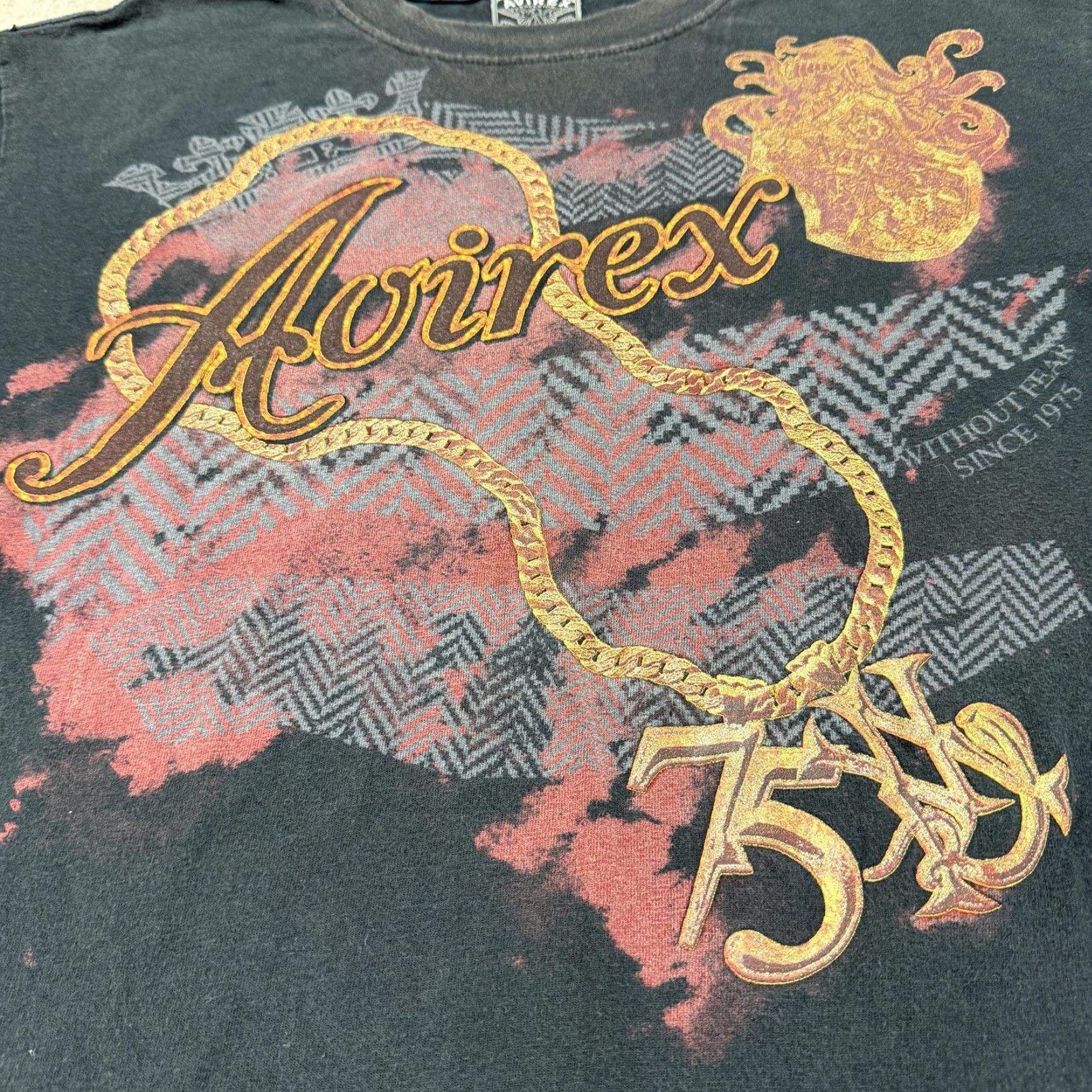 Avirex Avirex Shirt Mens XL Black Gold Chain Crest 75 Graphic Streetwear T-Shirt Size US XL / EU 56 / 4 - 5 Thumbnail