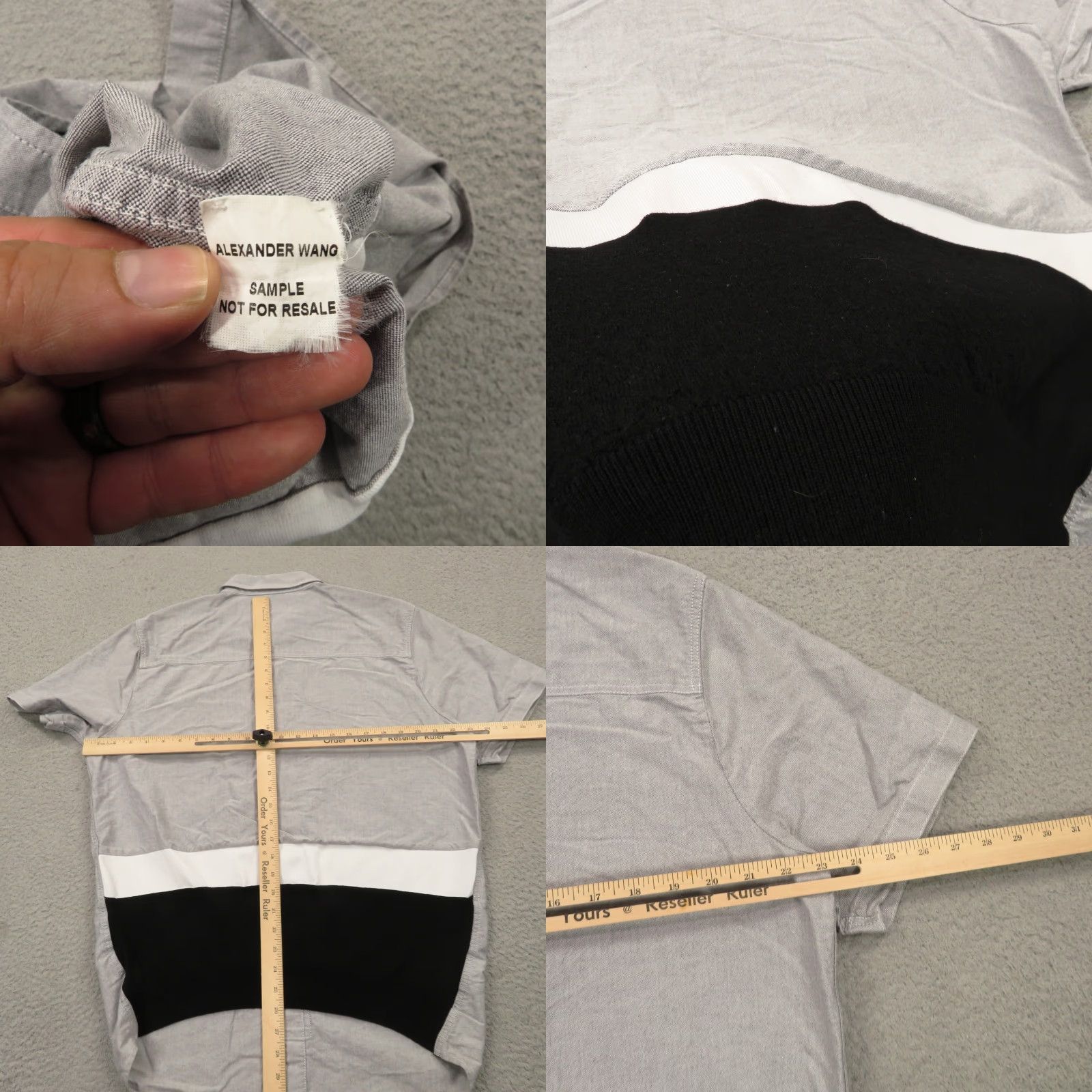 Alexander Wang Alexander Wang Shirt Mens XL Grey Chambray Snap Button Wool Band High Low Button Size US XL / EU 56 / 4 - 8 Thumbnail