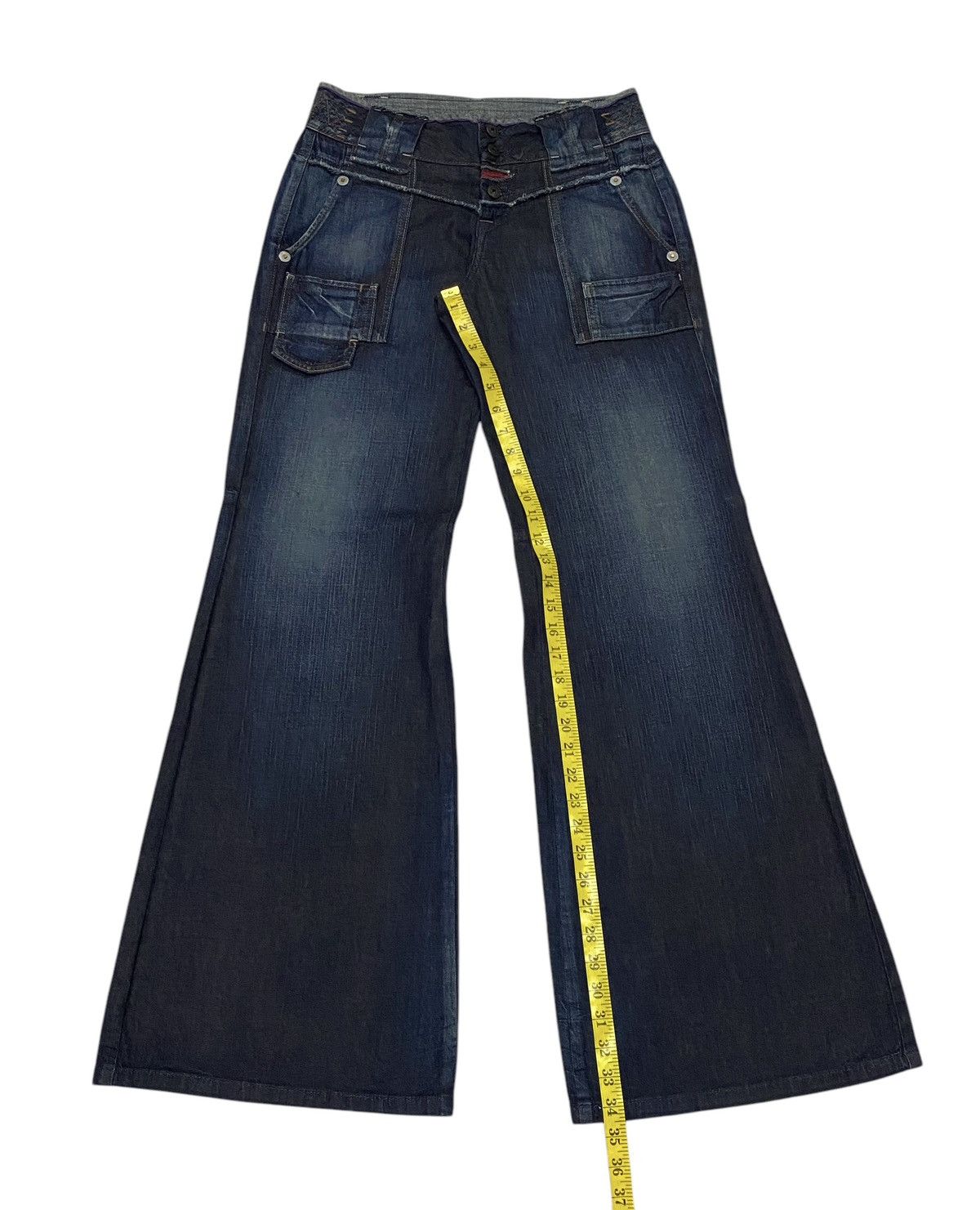 Marithe + Francois Girbaud 💃 Francois Girbaud Flare Wide Leg Palazzo Denim Jeans Size 29" - 19 Thumbnail