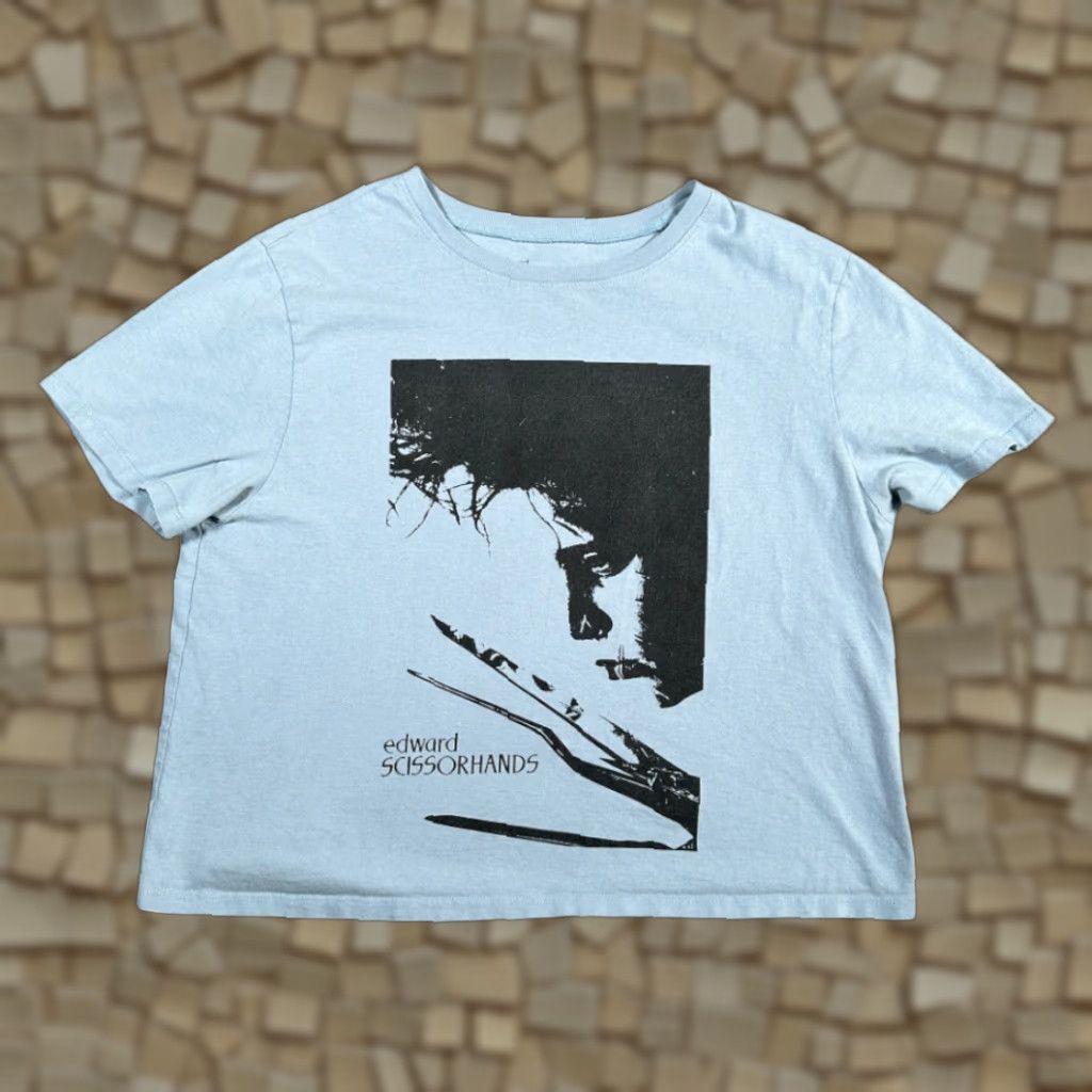 Burton VINTAGE Edward Scissorhands Shirt Womens LARGE Blue Crop Top Goth Movie Tim Burton Retro Mens? No, Womens Size L / US 10 / IT 46 - 1 Thumbnail