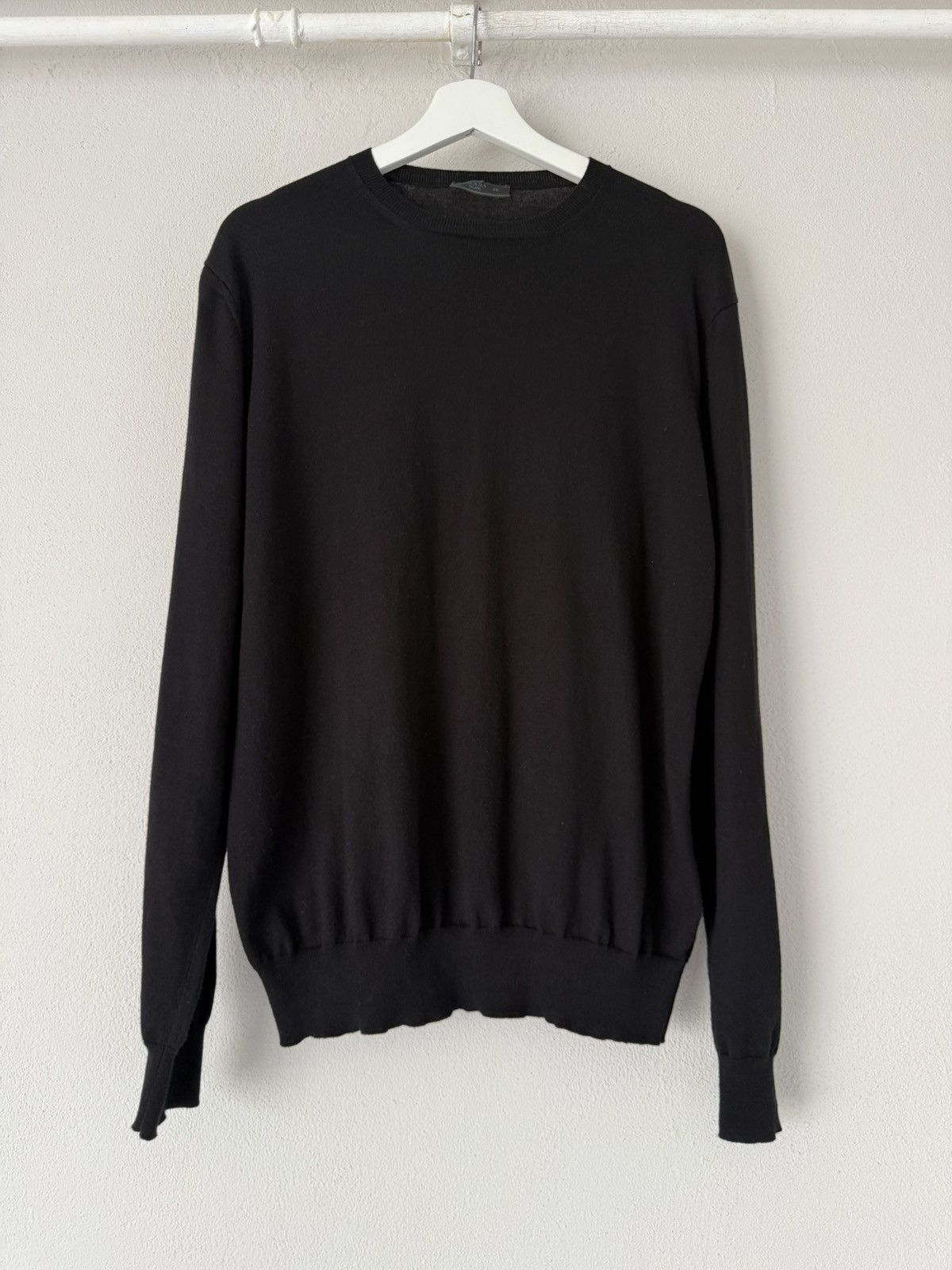Prada Fine Cotton Crewneck Sweater in Black Size US M / EU 48-50 / 2 - 1 Thumbnail