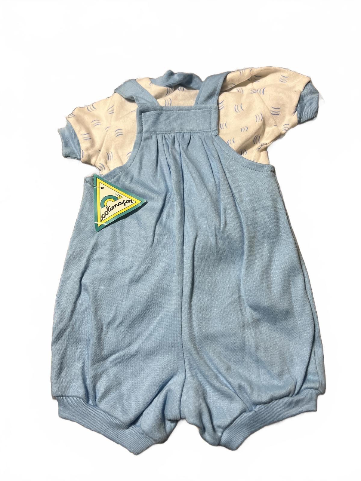 Other Vintage Colimacon Baby Romper with Blue Overalls White 0/3m Size US 26 / EU 42 - 4 Thumbnail