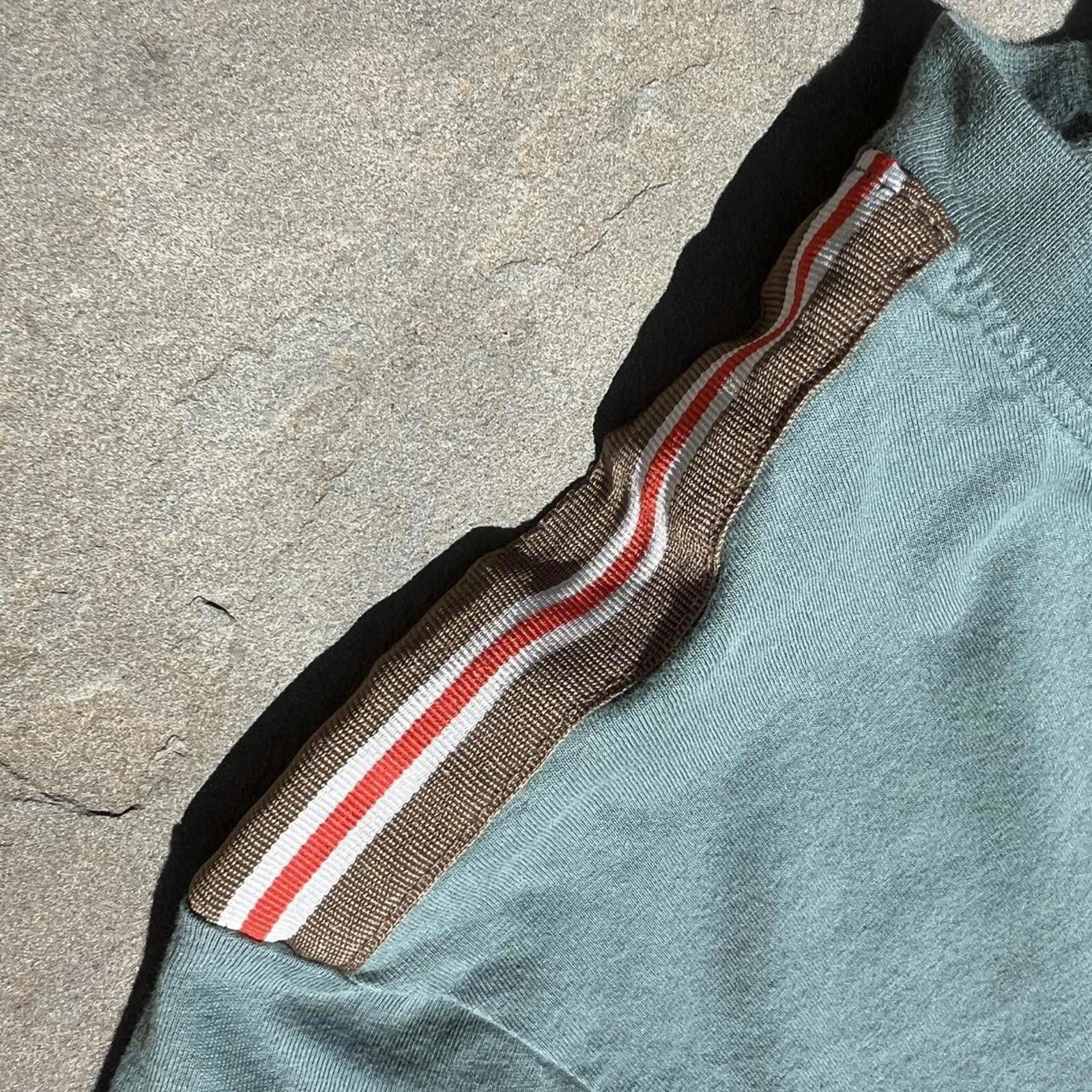 Urban Outfitters Pale Teal Stripe Taping T-shirt Size US M / EU 48-50 / 2 - 4 Thumbnail