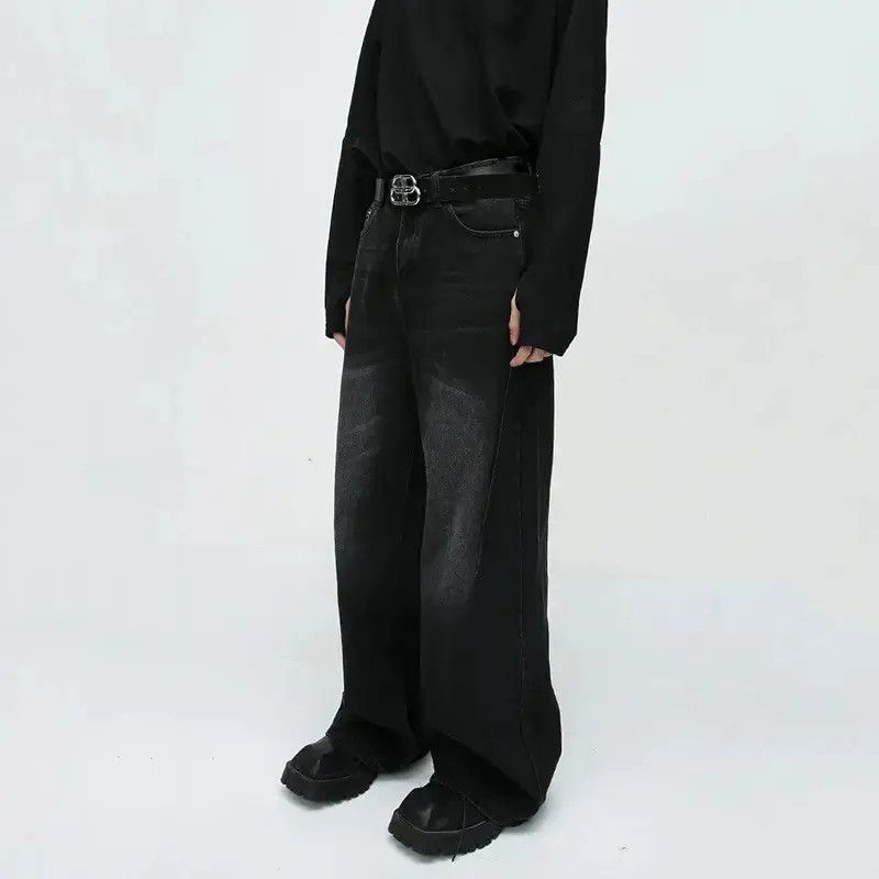 Japanese Brand Washed Black Baggy Denim Jeans Size US 33 - 3 Thumbnail