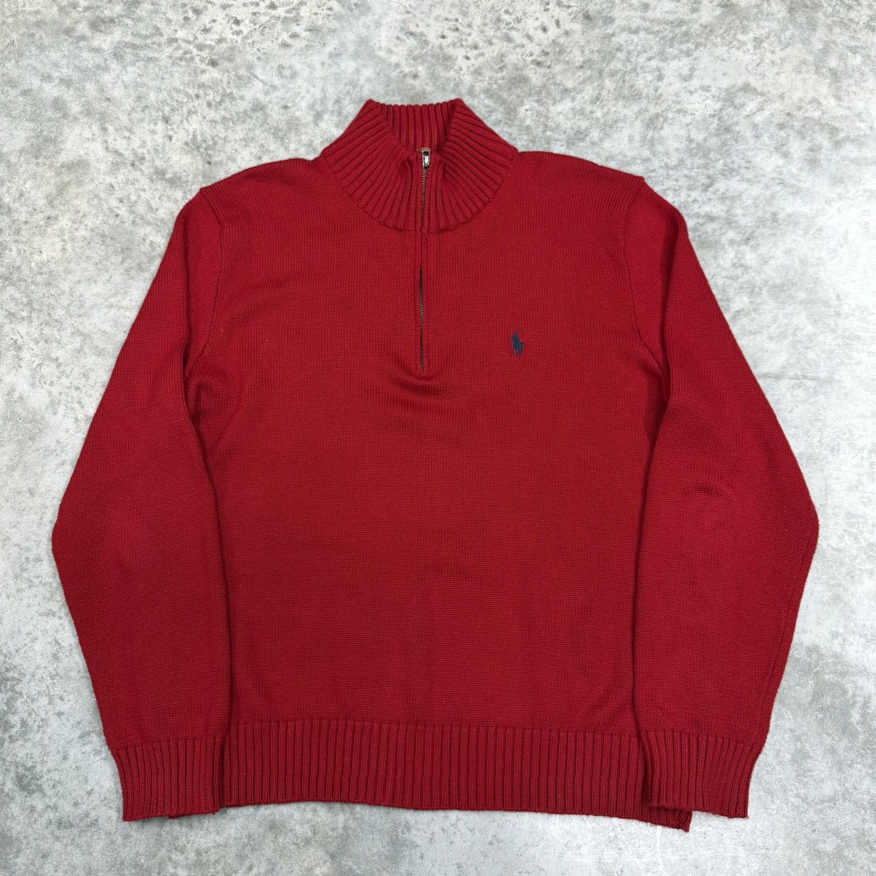 Polo Ralph Lauren Polo Ralph Lauren Sweater Mens Large Red 1/4 Zip Mock Neck Knit Pullover Pony Size US L / EU 52-54 / 3 - 3 Thumbnail