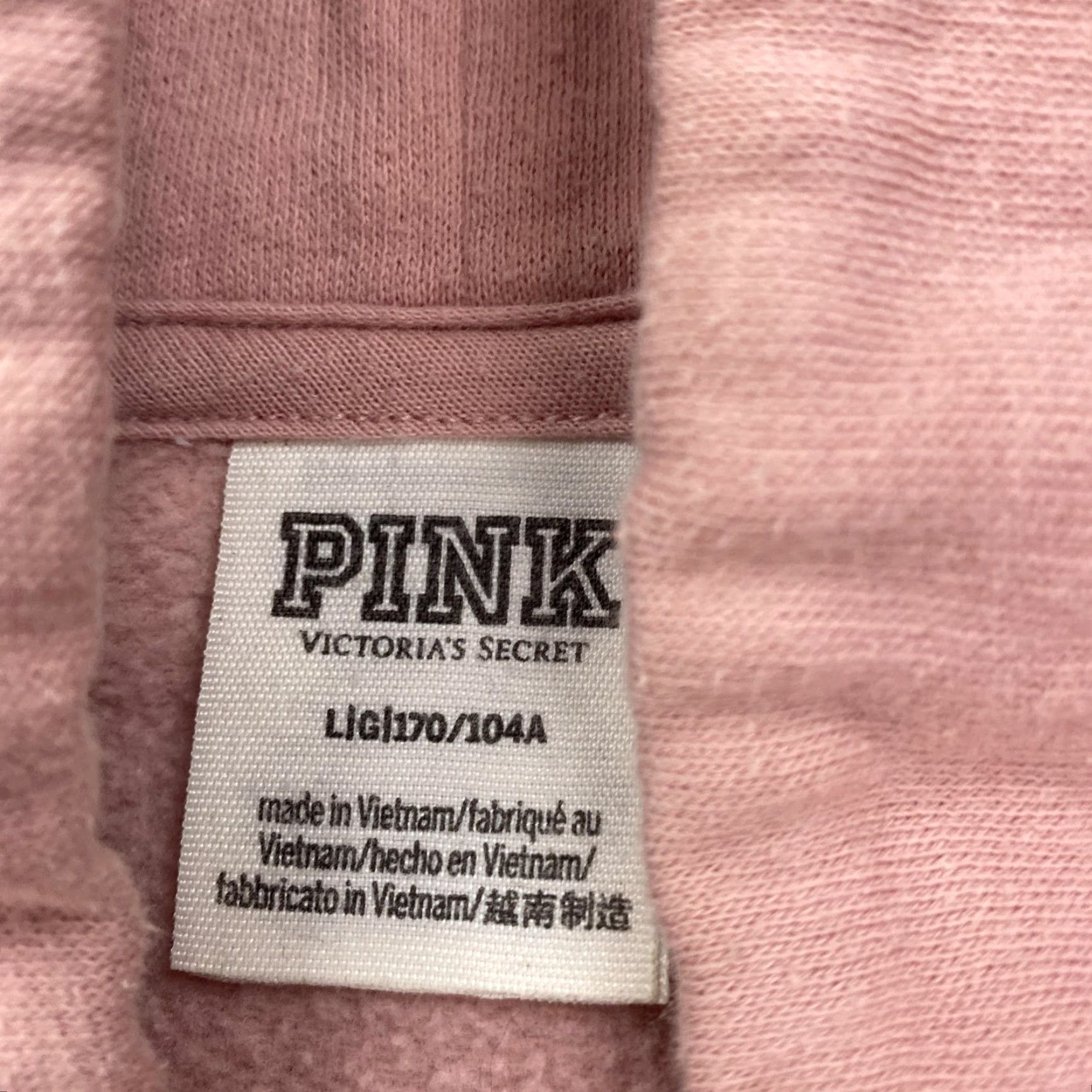 Pinko PINK Victoria's Secret Sweatshirt Womens Large Gray Pink Colorblock Pullover Graphic Print Pockets LOVE PINK Size L / US 10 / IT 46 - 3 Thumbnail