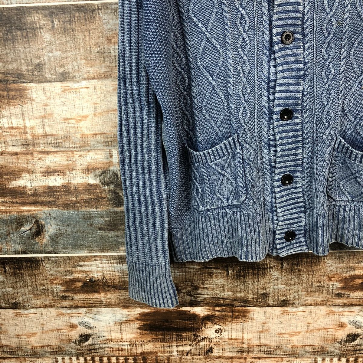 Faded Glory D Semantic Design faded Blue Cardigan Knitwear #A2250 Size US XL / EU 56 / 4 - 7 Thumbnail