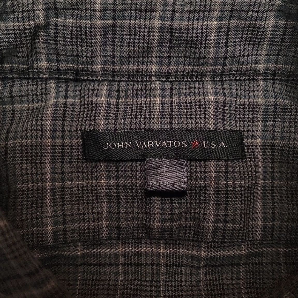 John Varvatos VINTAGE John Varvatos Shirt Mens L Gray Plaid Woven Button Up Casual Long Sleeve Cotton Size US L / EU 52-54 / 3 - 3 Thumbnail