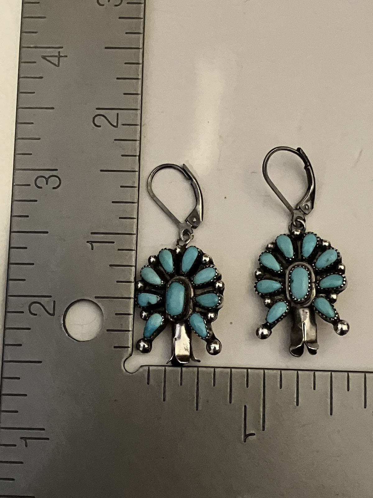 Other Navajo Sleeping Beauty Turquoise Squash Blossom Earrings Size ONE SIZE - 4 Thumbnail
