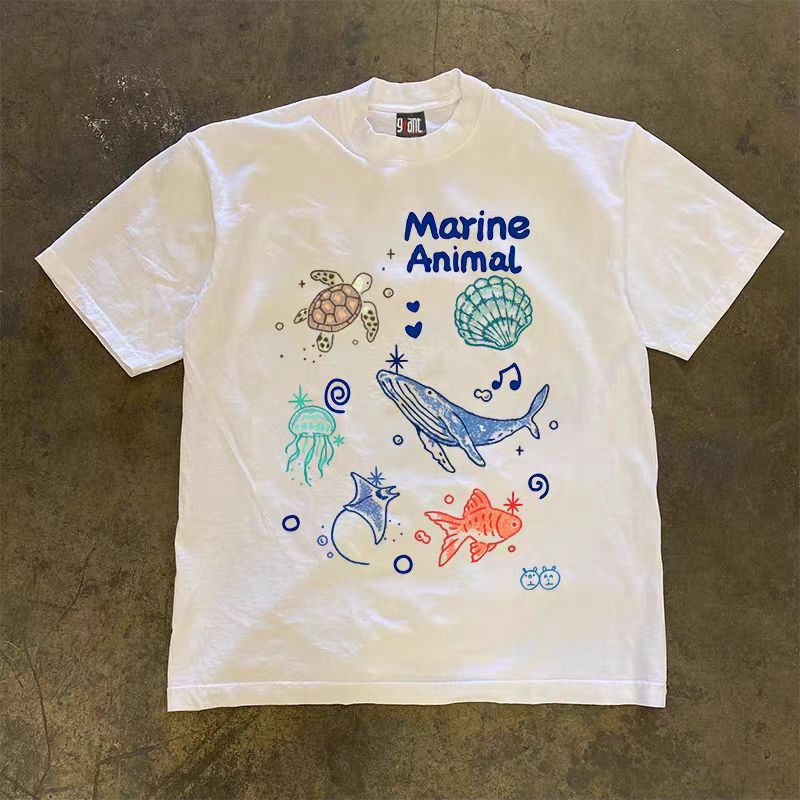 Vintage White retro marine life print t-shirt Size US M / EU 48-50 / 2 - 1 Thumbnail
