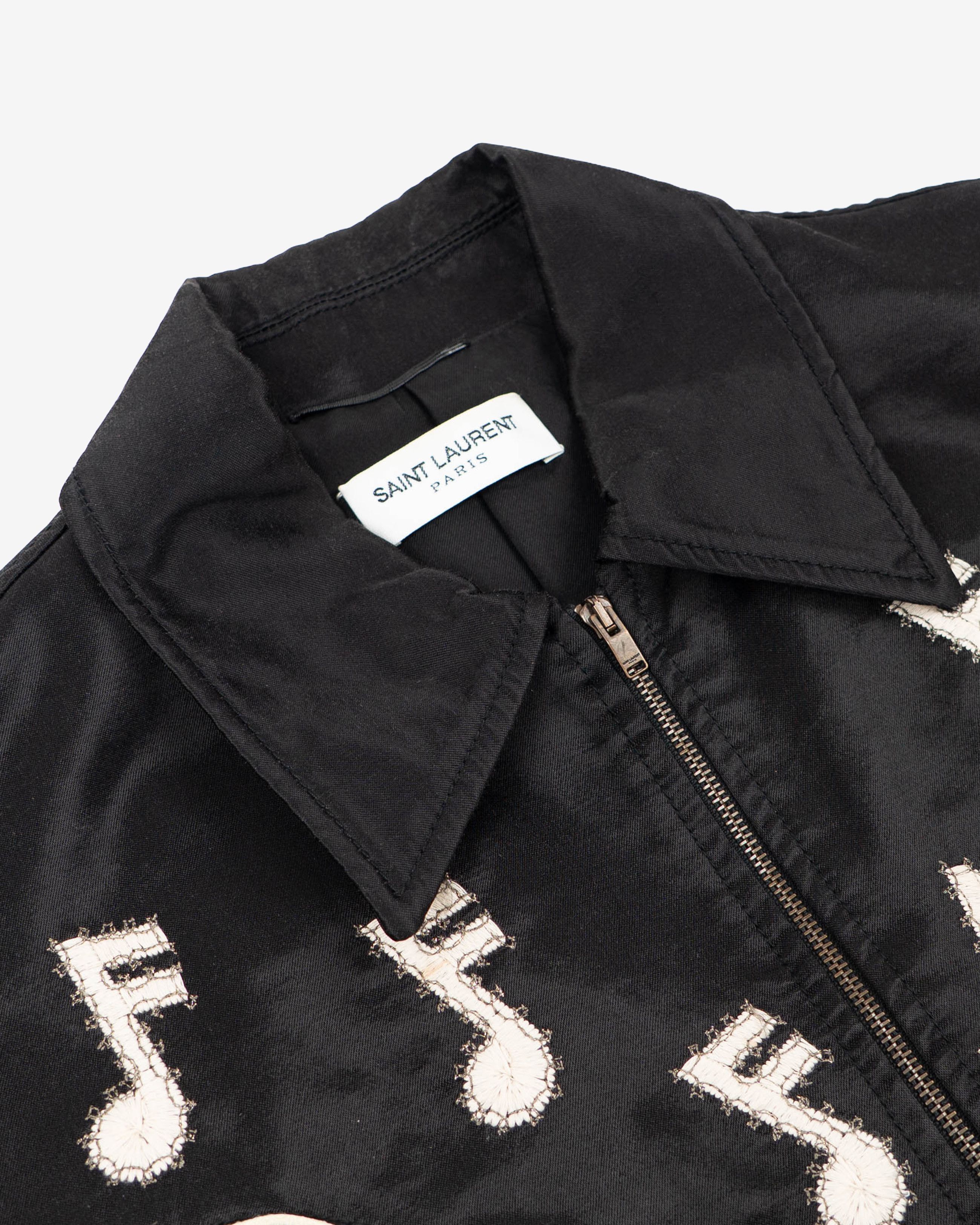 Saint Laurent Paris Black Music Note Satin Jacket (FW16) Size US S / EU 44-46 / 1 - 9 Thumbnail