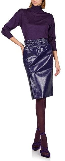 Tom Ford o1loc1c0924 GCL849 Leather Skirt in Navy Blue Size 27" / US 4 / IT 40 - 2 Thumbnail
