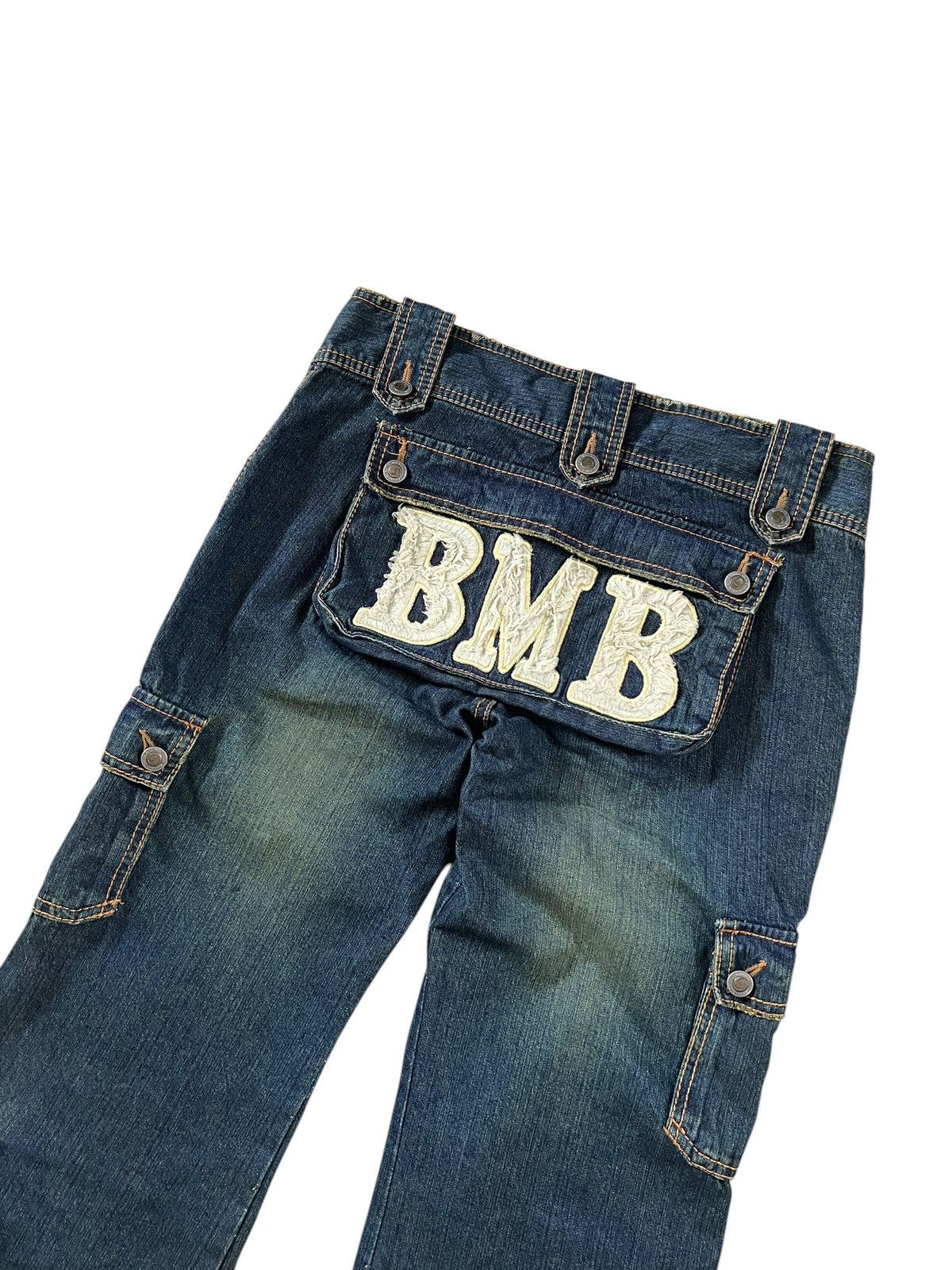 Japanese Brand Blue Moon Blue 🇯🇵 Low rise Flare Cargo Monkey Jeans Size US 32 / EU 48 - 8 Thumbnail