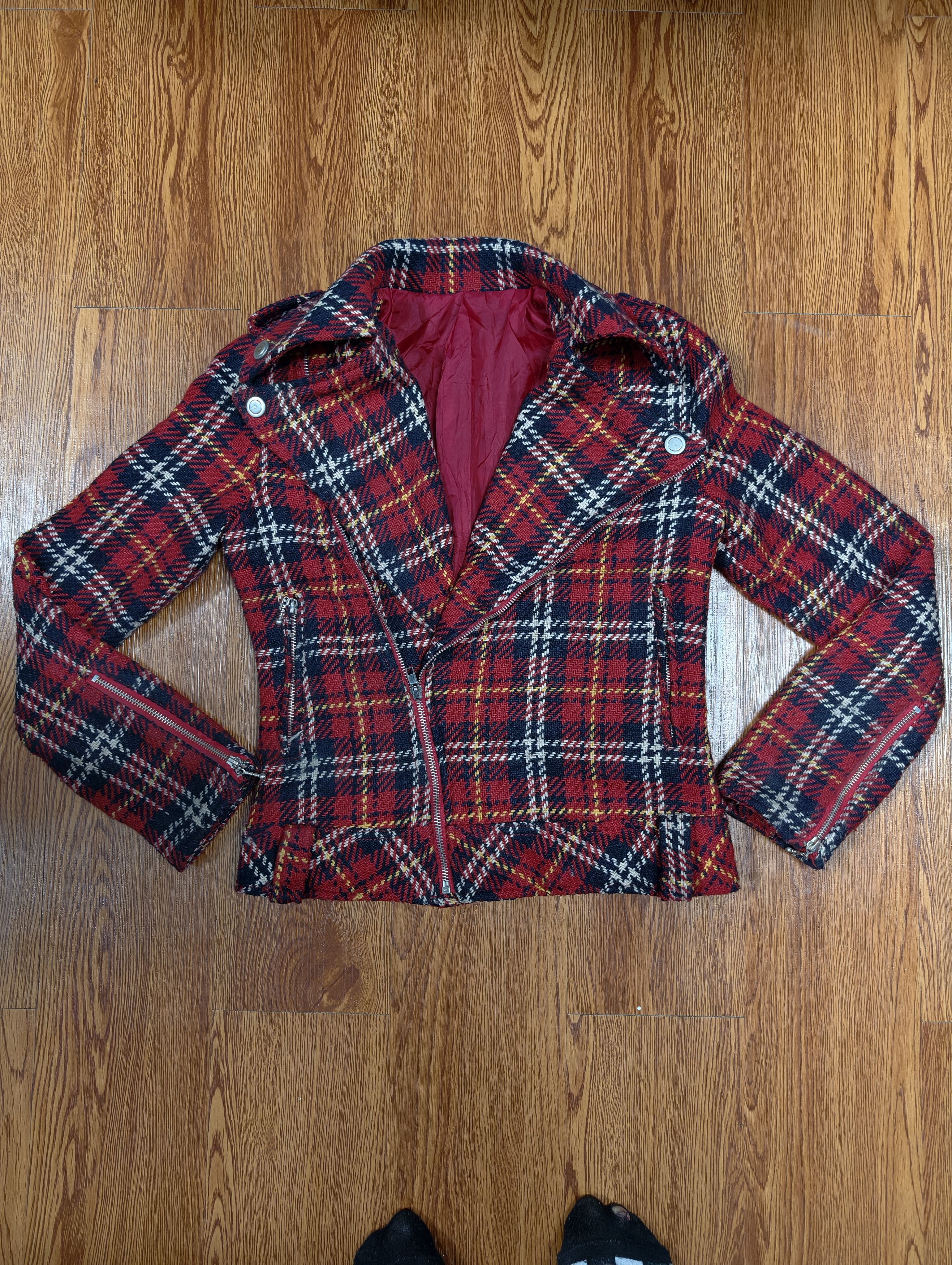 Flannel Punk Flannel Wool Biker Jacket Size US S / EU 44-46 / 1 - 1 Thumbnail