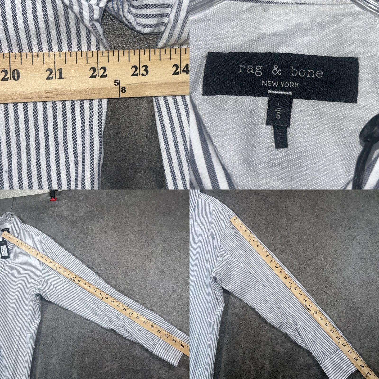Rag & Bone Rag & Bone Shirt Button-Up Mens L Stripe Oxford Engineered Long Sleeve Casual Formal Travel Multicolor Cotton Blend Size US L / EU 52-54 / 3 - 8 Thumbnail