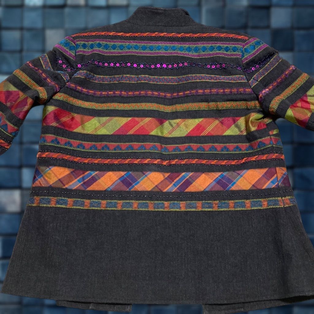 Coldwater Creek Coldwater Creek Womens 6 Blazer Jacket Multicolor Striped Open Front Size M / US 6-8 / IT 42-44 - 1 Thumbnail
