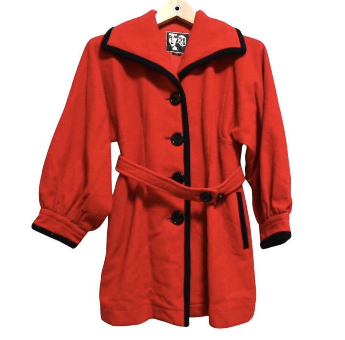 Kansai Yamamoto Rare 80s Kansai Yamamoto Face Tag Red Archive Coat Size ONE SIZE - 4 Thumbnail