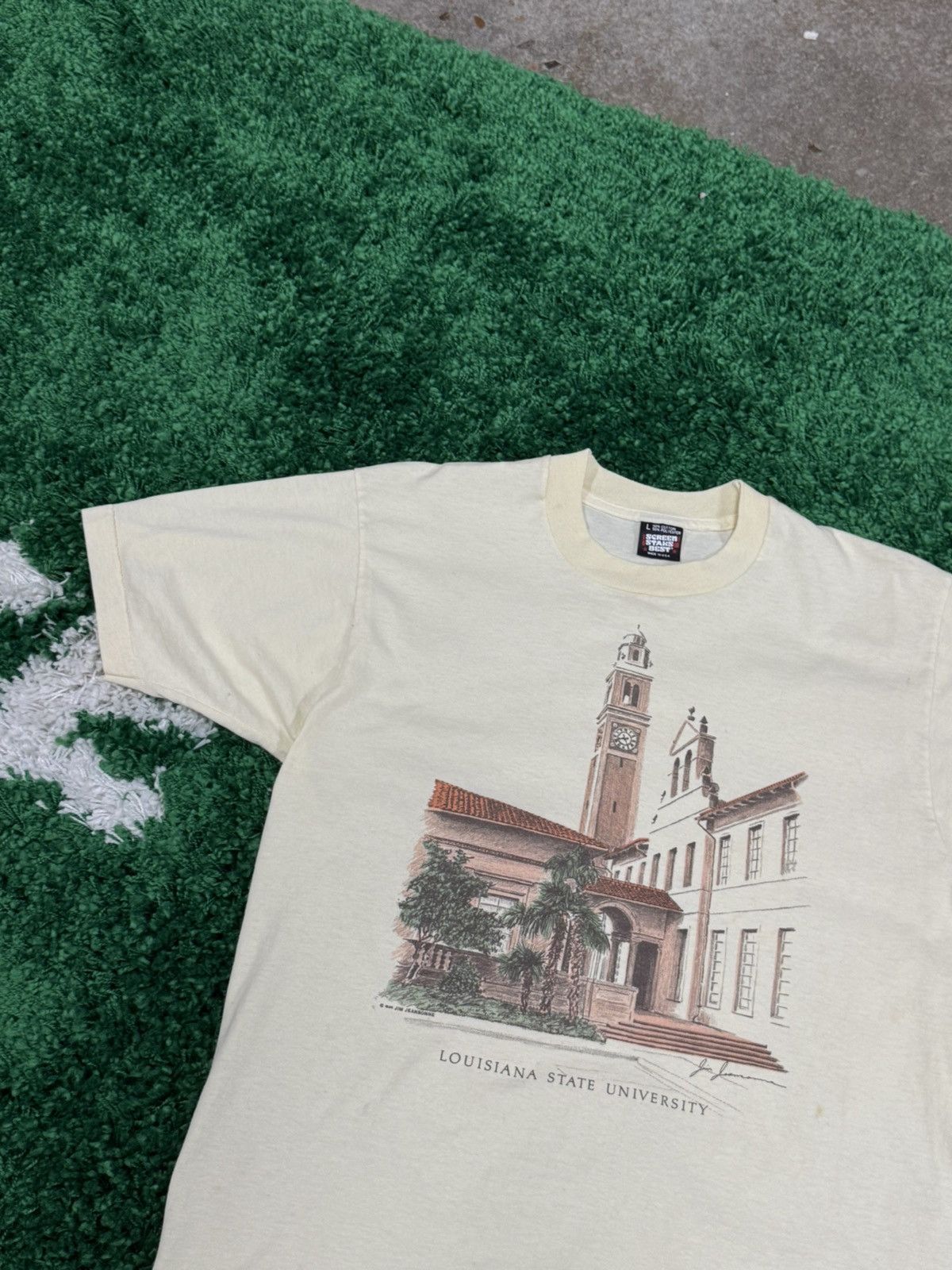 Vintage Vintage Screen Stars LSU Art Tee White Large Louisiana Size US L / EU 52-54 / 3 - 3 Thumbnail