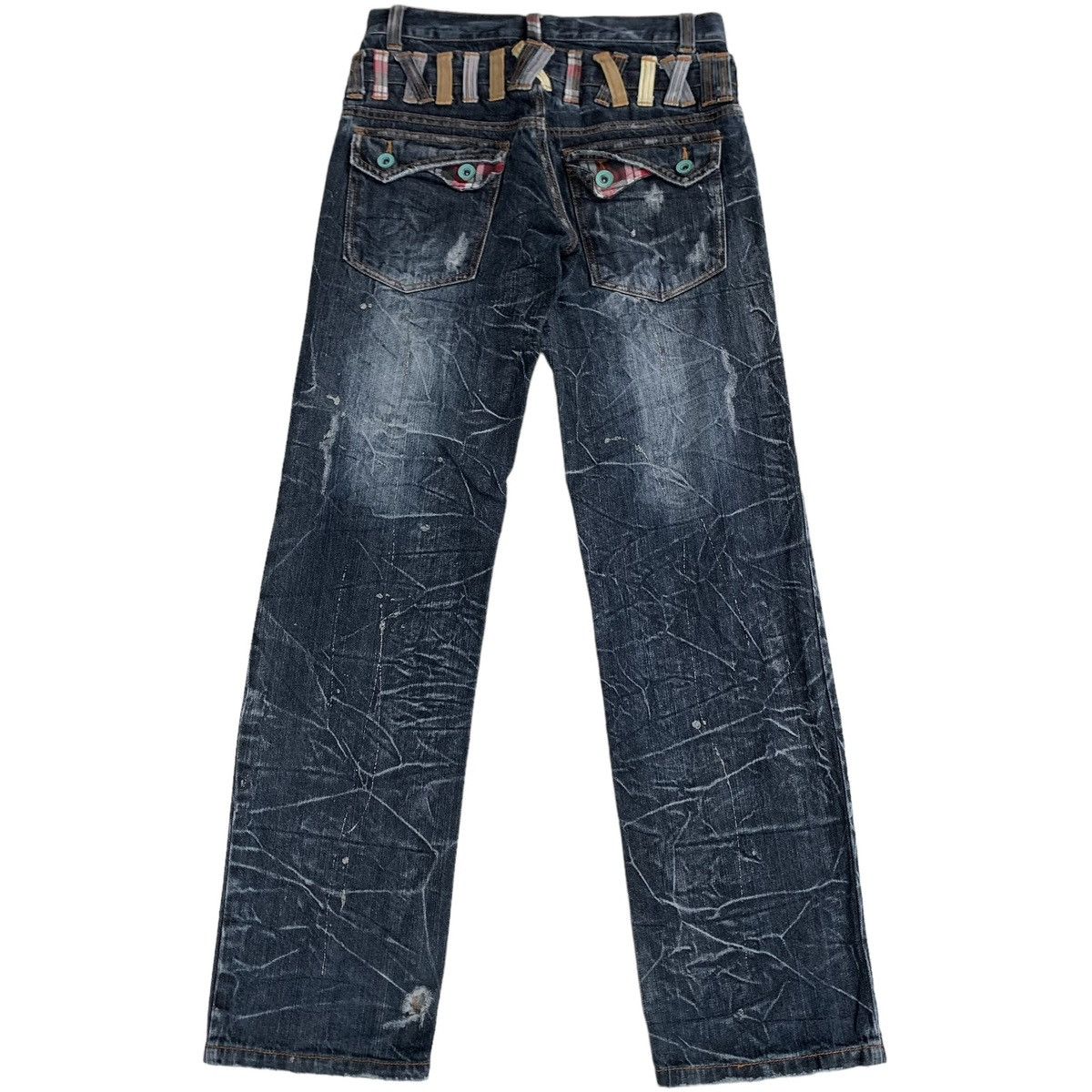 Japanese Brand Rare Japanese Brand Double Waist Splatter Distressed Jeans Size US 30 / EU 46 - 2 Thumbnail