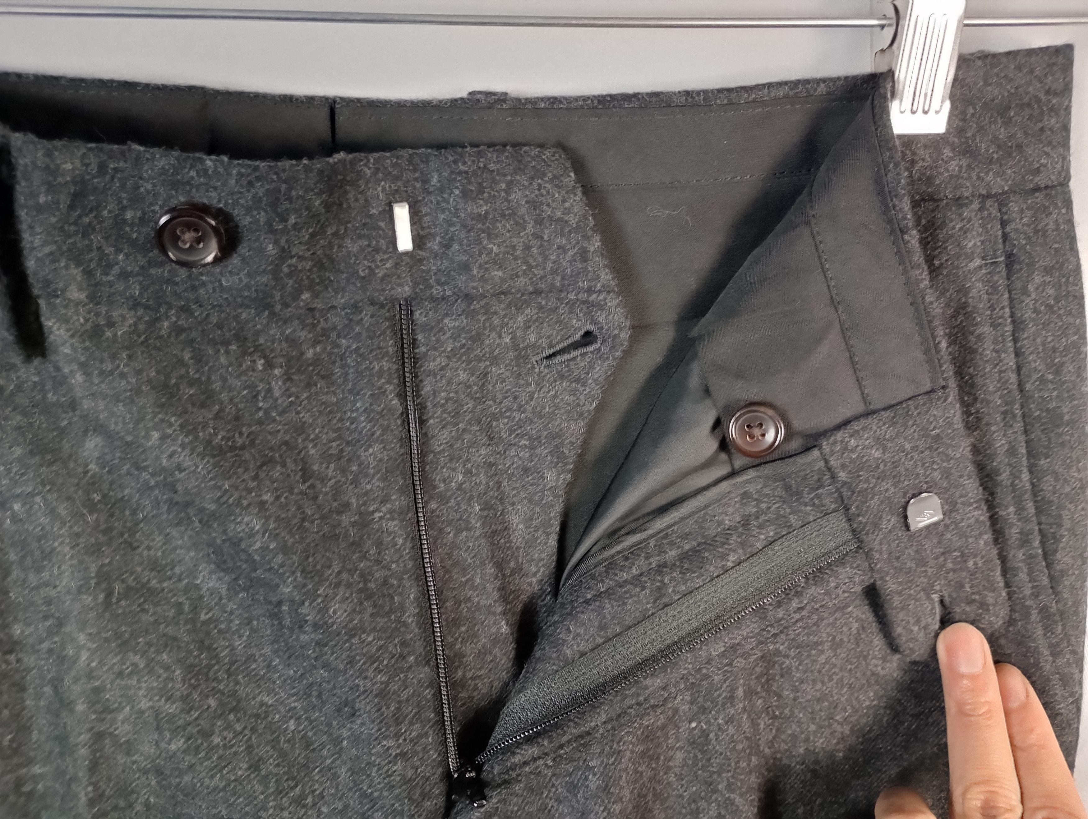 Spier & Mackay Spier & Mackay Wool Flannel Trousers Charcoal Gray Slim 30 Size 36R - 5 Thumbnail