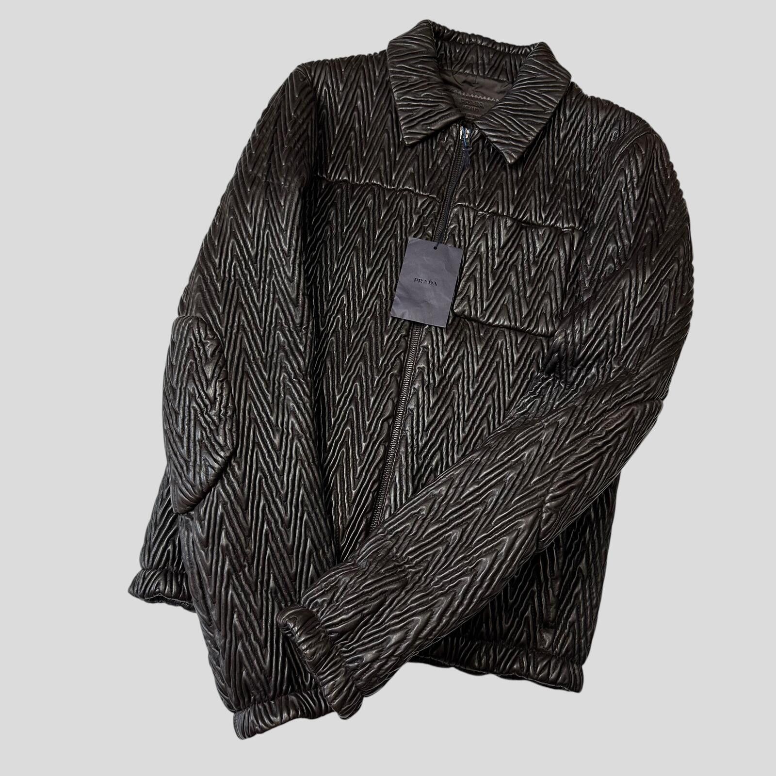 Prada Prada Milano 2006 Runway 3D Ruched Leather Zigzag Jacket - M Size US M / EU 48-50 / 2 - 7 Thumbnail