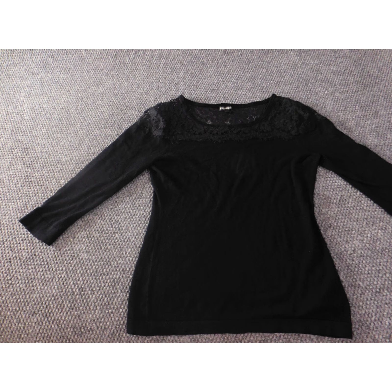 Express Express Blouse Womens Medium Black Lace Pullover Stretch Top Casual shirt Size M / US 6-8 / IT 42-44 - 3 Thumbnail