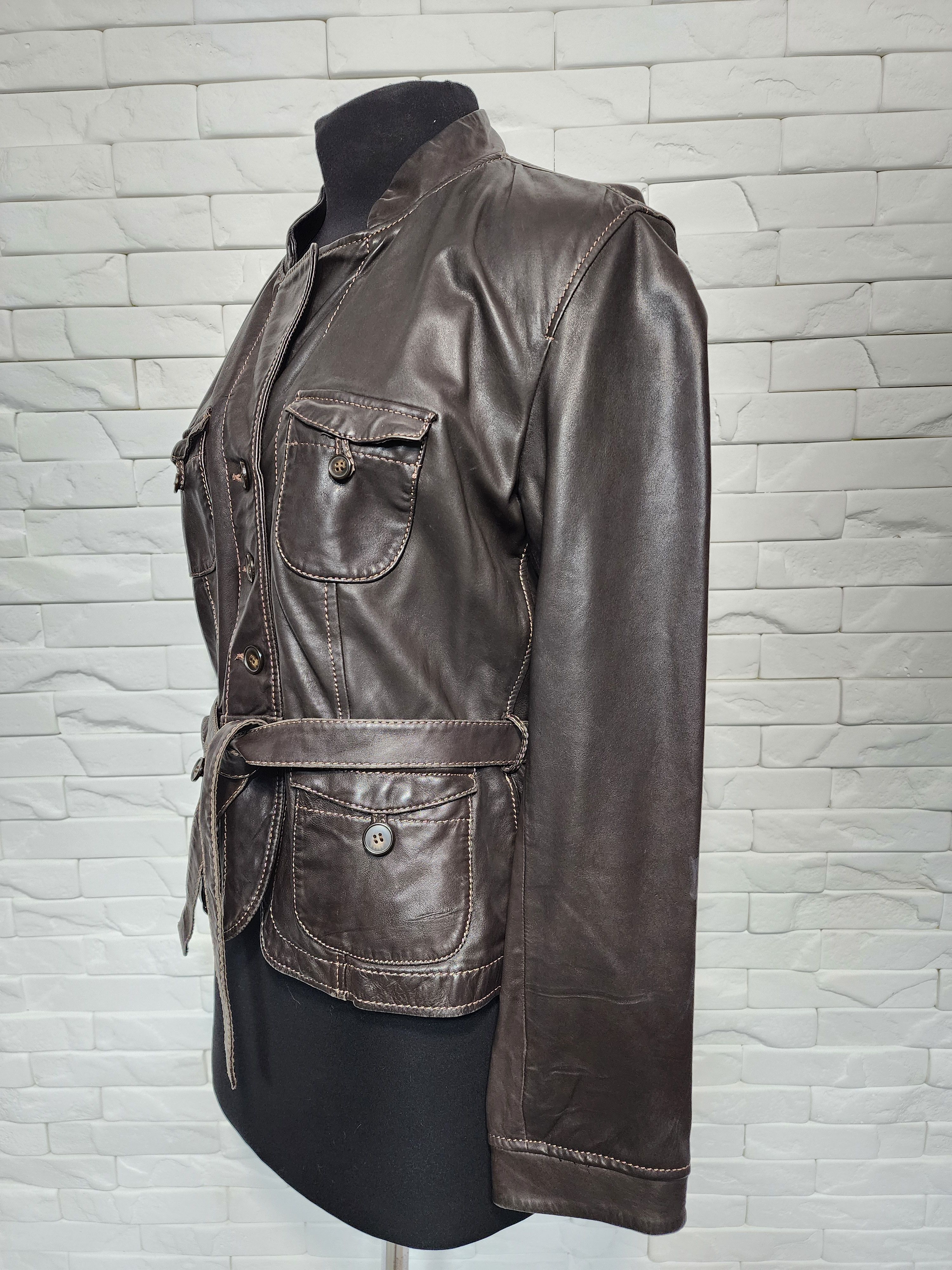 Designer Brown women's leather jacket. Size XL / US 12-14 / IT 48-50 - 2 Thumbnail