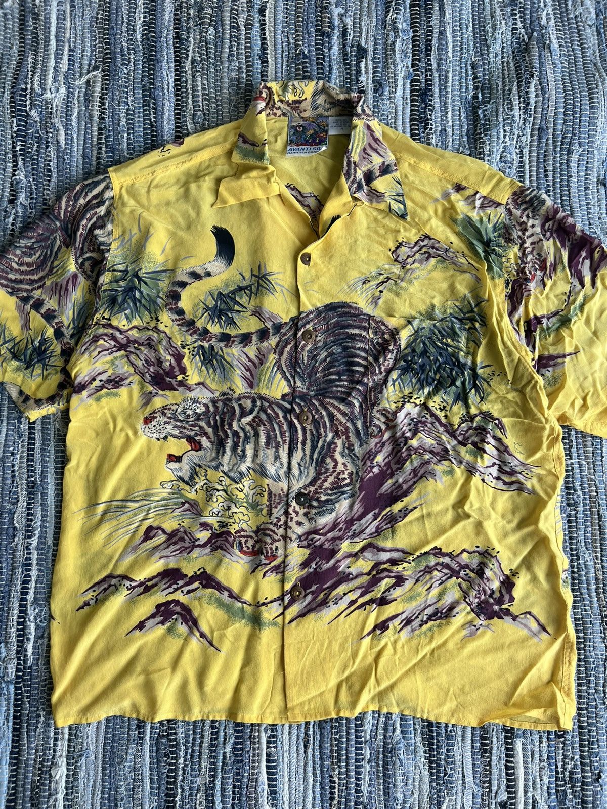 Sun Surf Vintage Big Tiger Ink Painting Loop Collar Rayon Aloha Shirt Size US L / EU 52-54 / 3 - 3 Thumbnail